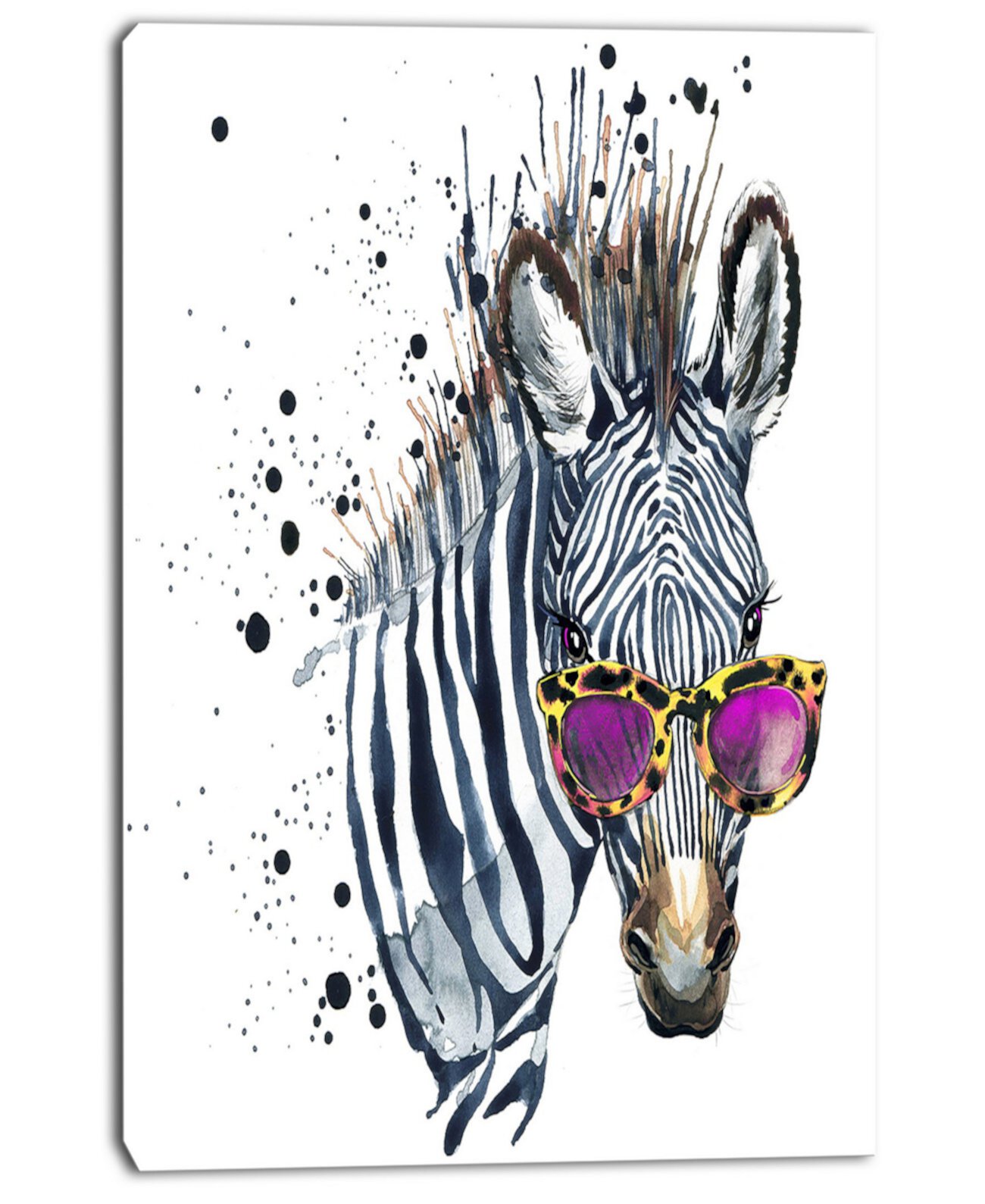 Художественный принт на холсте с изображением животных, акварель, забавная зебра, Designart - 30 "X 40" Design Art