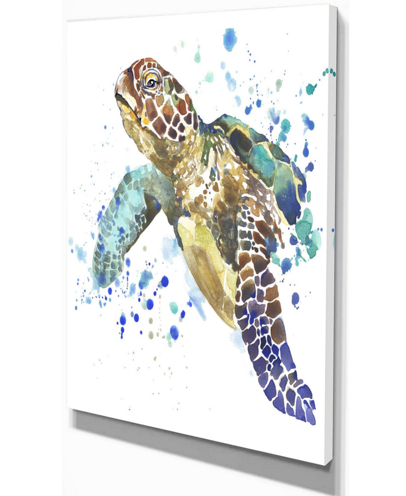 Художественная печать на холсте с изображением синей морской черепахи Designart - 12 "X 20" Design Art