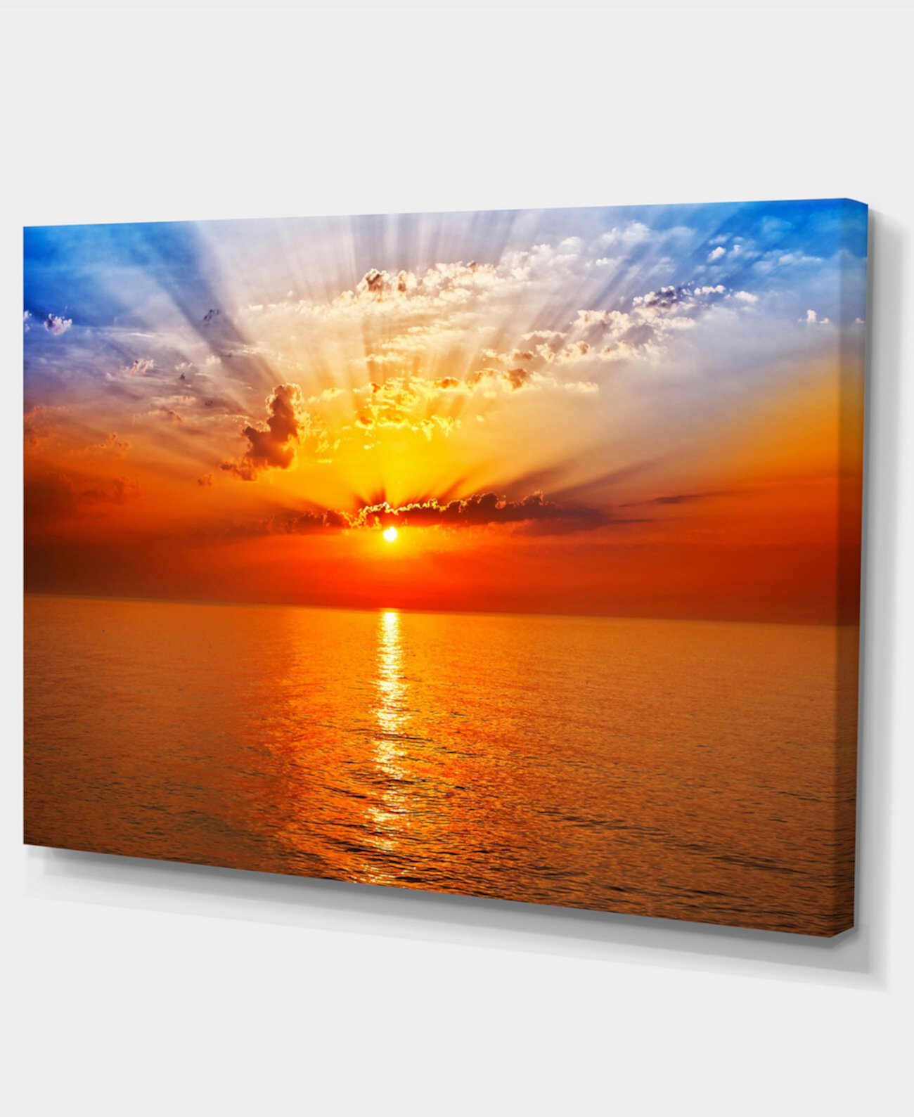 Холст Designart Orange Sea Sunrise под голубым небом - 32 "X 16" Design Art