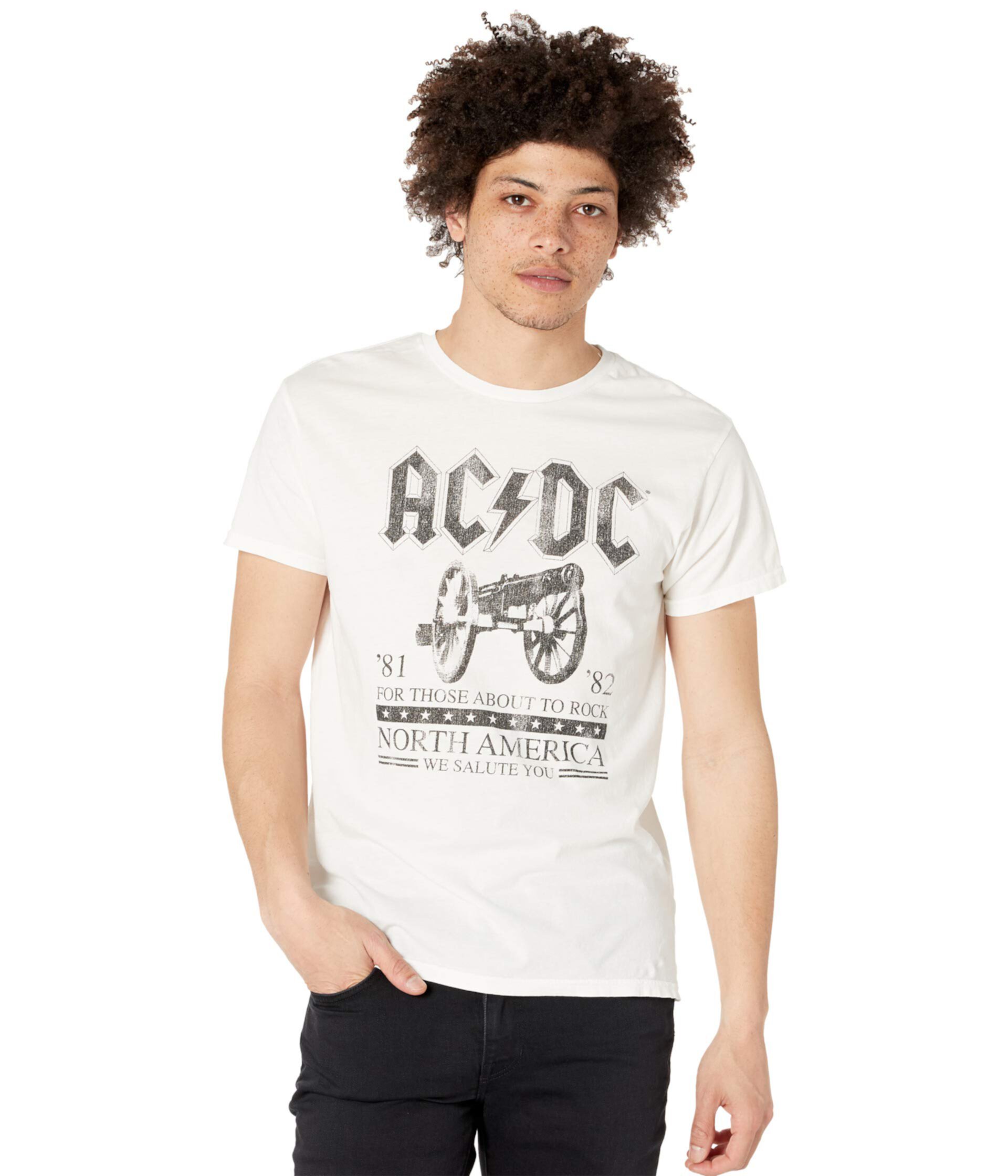 Винтажная хлопковая футболка в стиле рок с короткими рукавами AC / DC The Original Retro Brand