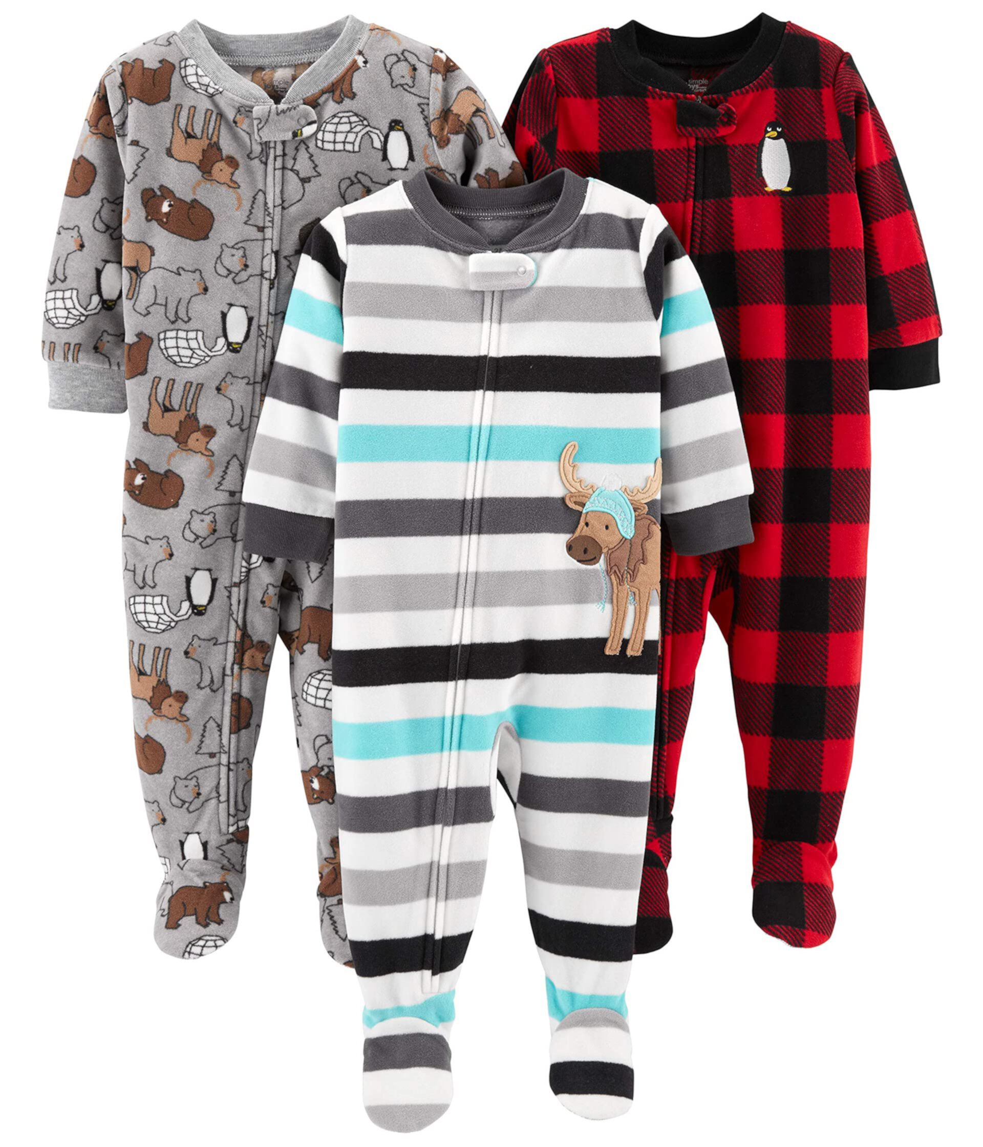 Огнестойкие флисовые пижамы свободного кроя свободного кроя из 3 предметов (для малышей) Simple Joys by Carter's