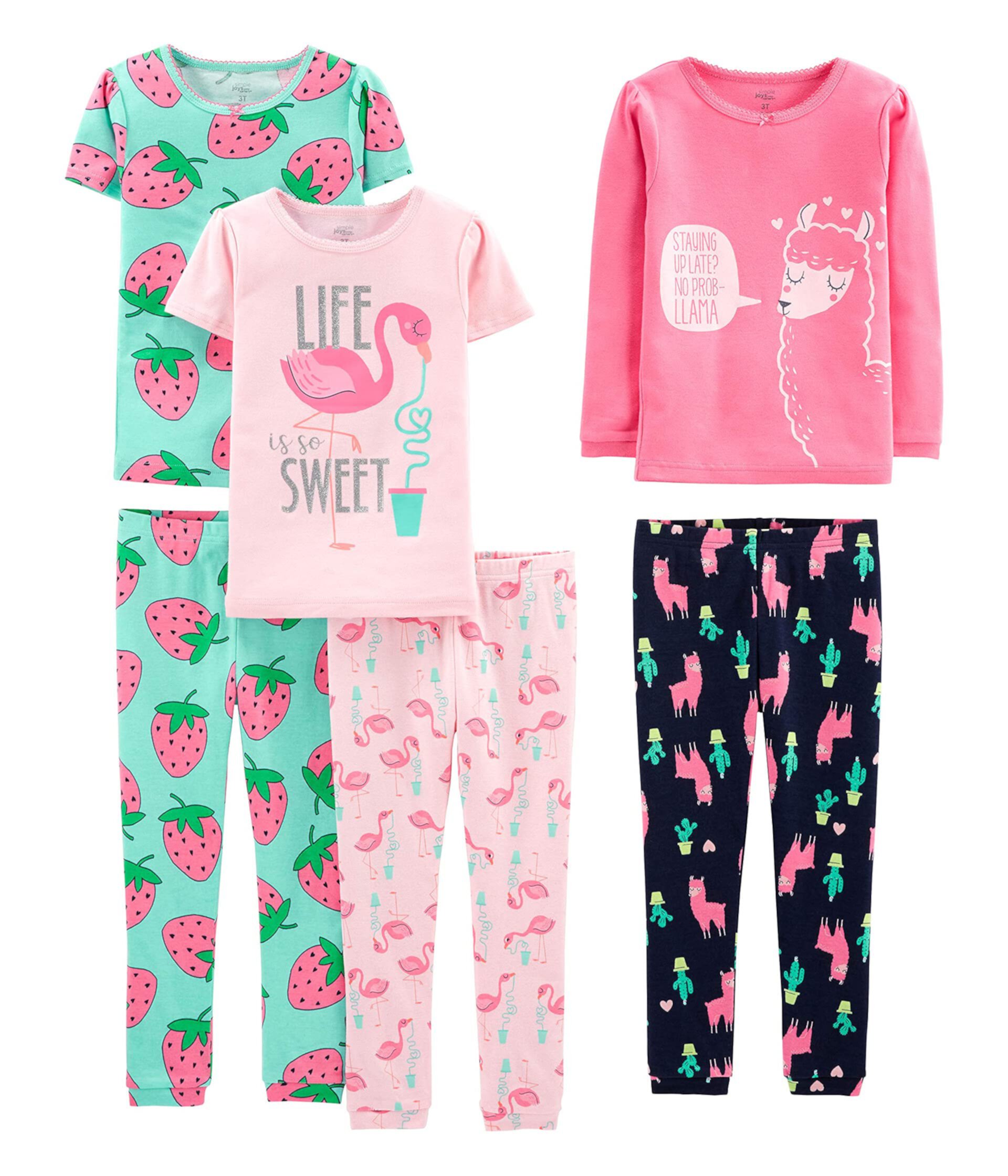 Хлопковый пижамный комплект из 6 предметов (Маленькие / Старшие дети) Simple Joys by Carter's