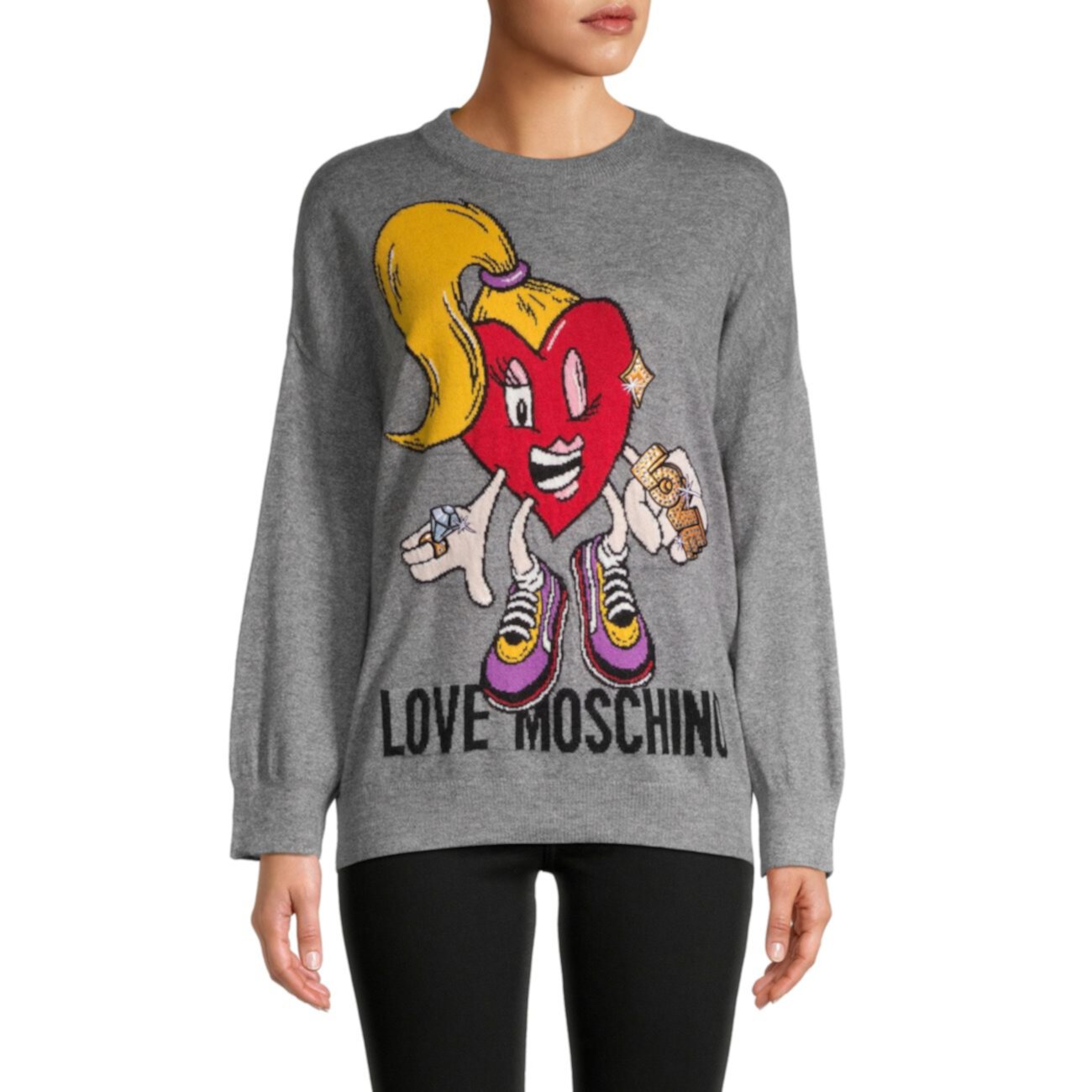 Свитер с надписью Heart Logo LOVE Moschino