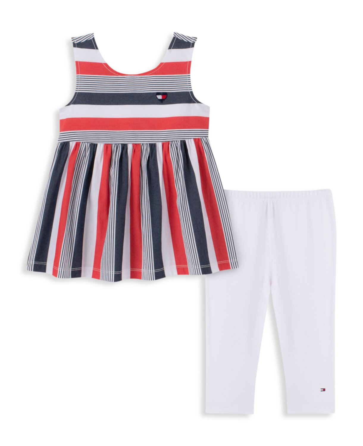 Платье для маленьких девочек в полоску из двух частей и amp; Комплект леггинсов Tommy Hilfiger