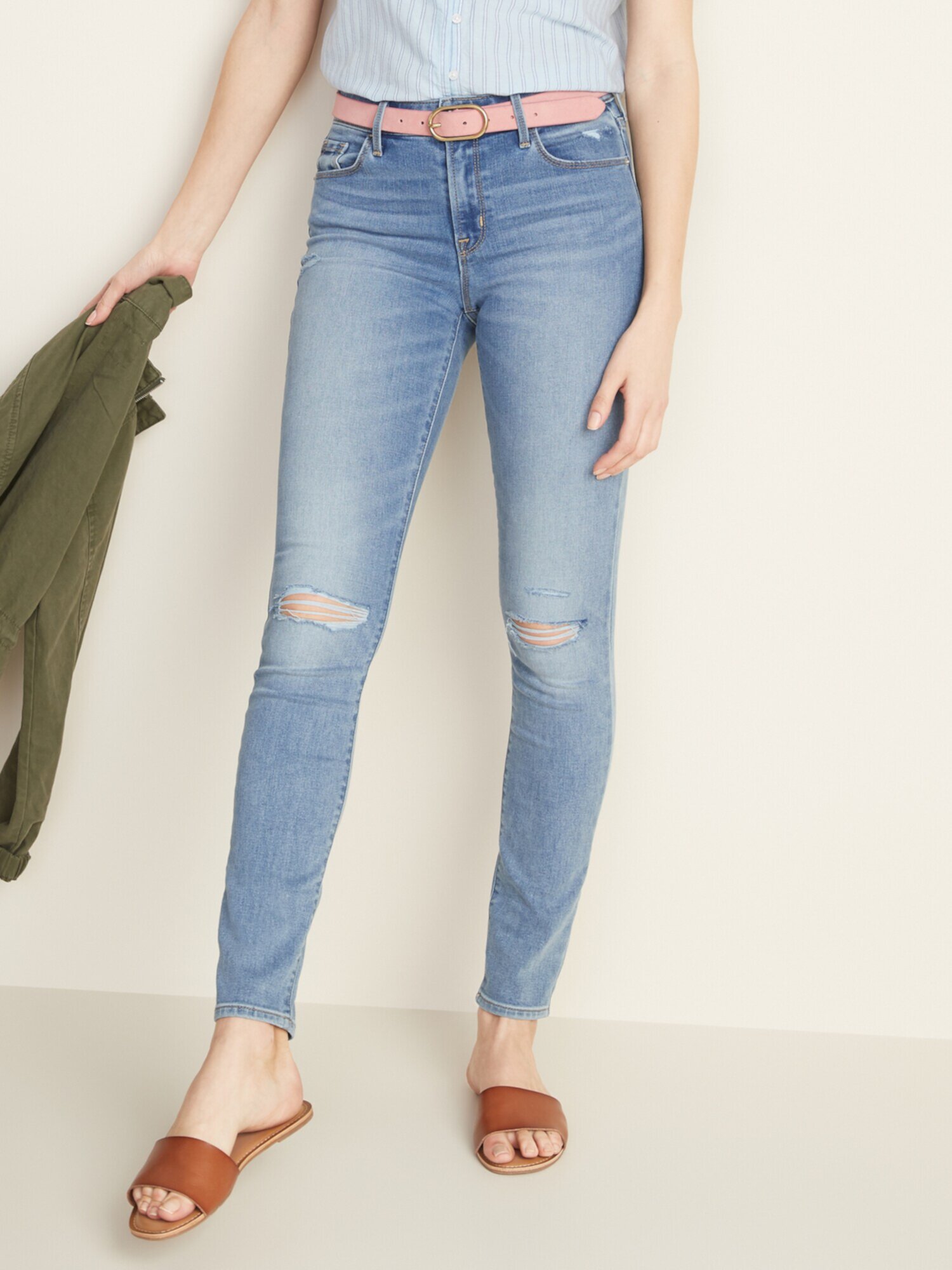 Mid-Rise Pop Icon Skinny Distressed Jeans for Women    Old Navy