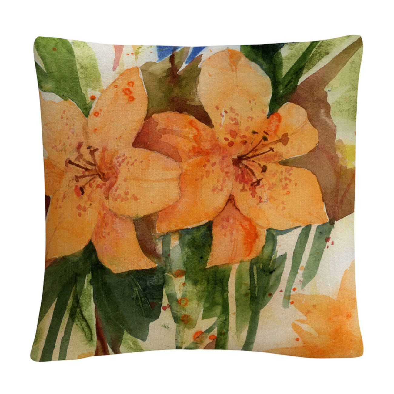 Современная декоративная подушка Tiger Lilies Orange 16x16 дюймов от Шейлы Голден Baldwin