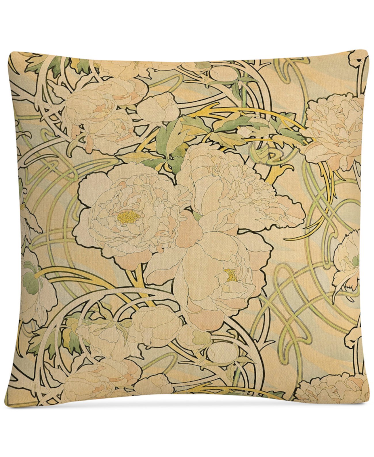 Декоративная подушка Alphonse Mucha Peonies 16 x 16 дюймов BALDWIN