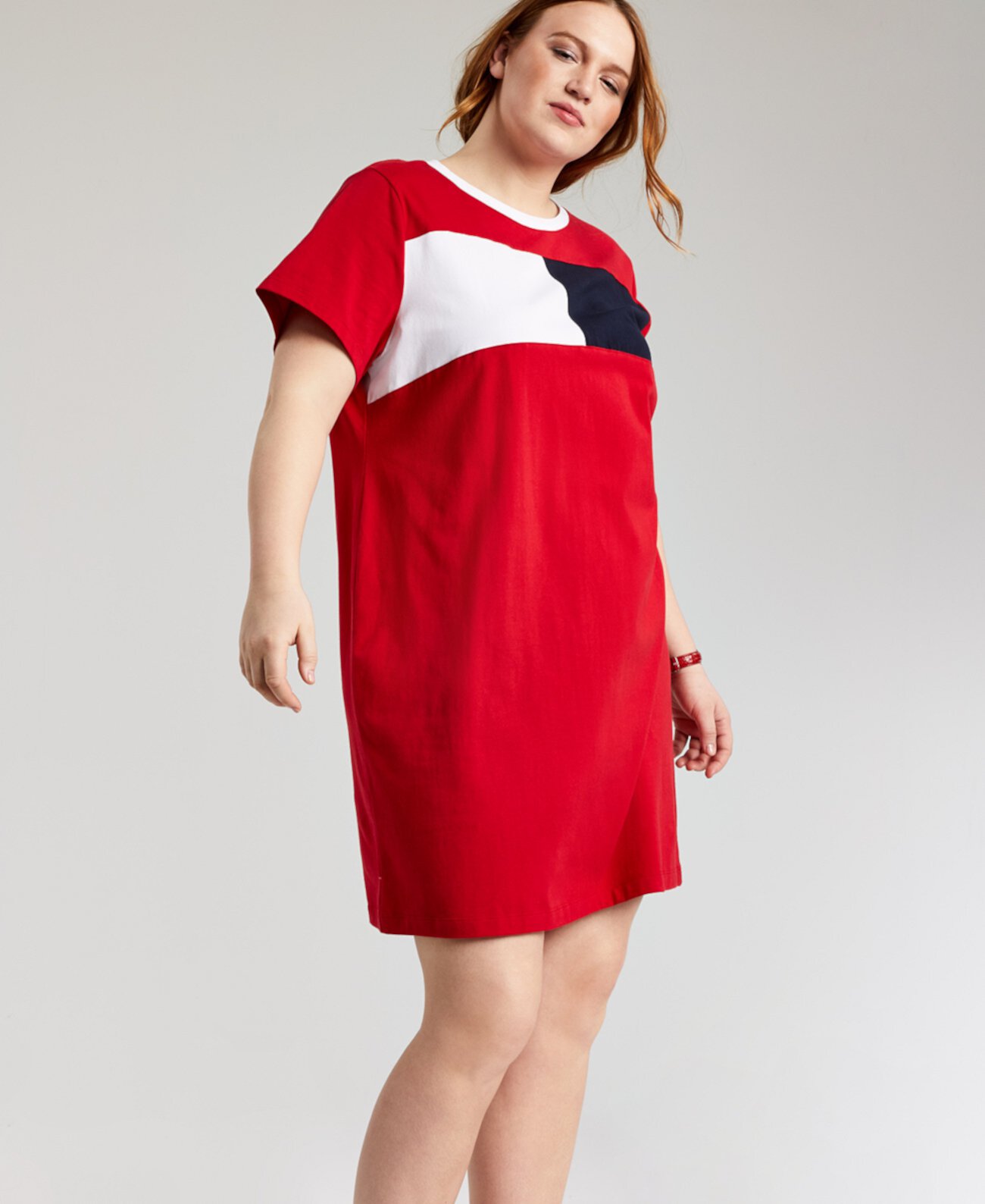 Платье-футболка большого размера с цветными блоками Tommy Hilfiger