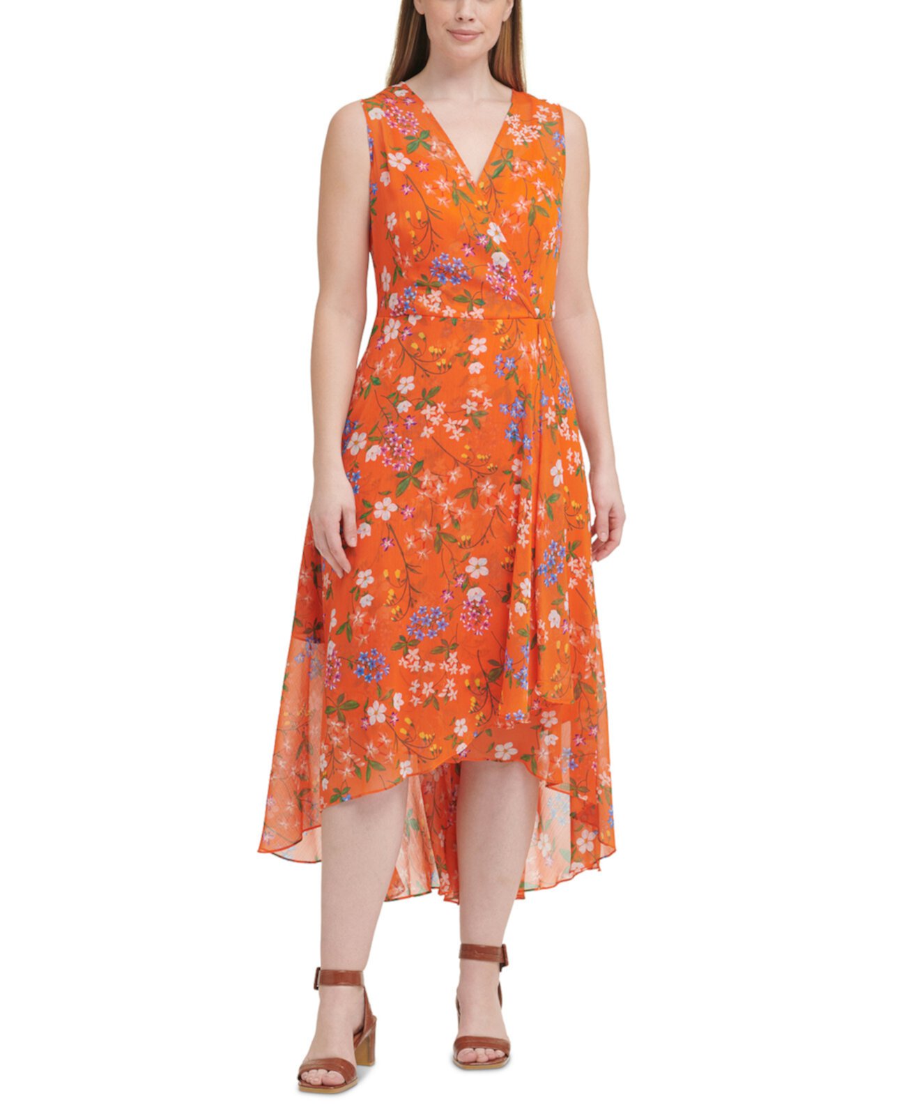 Макси-платье больших размеров с цветочным принтом Calvin Klein
