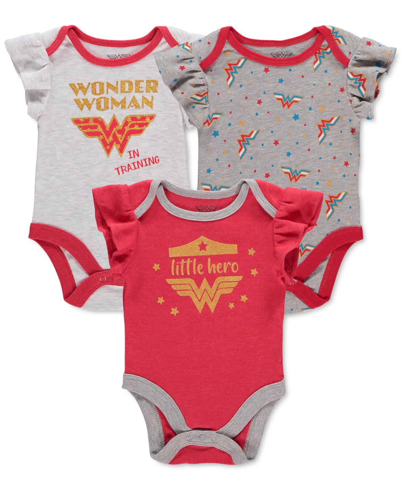 Комплект из 3 боди Wonder Woman для маленьких девочек HAPPY THREADS