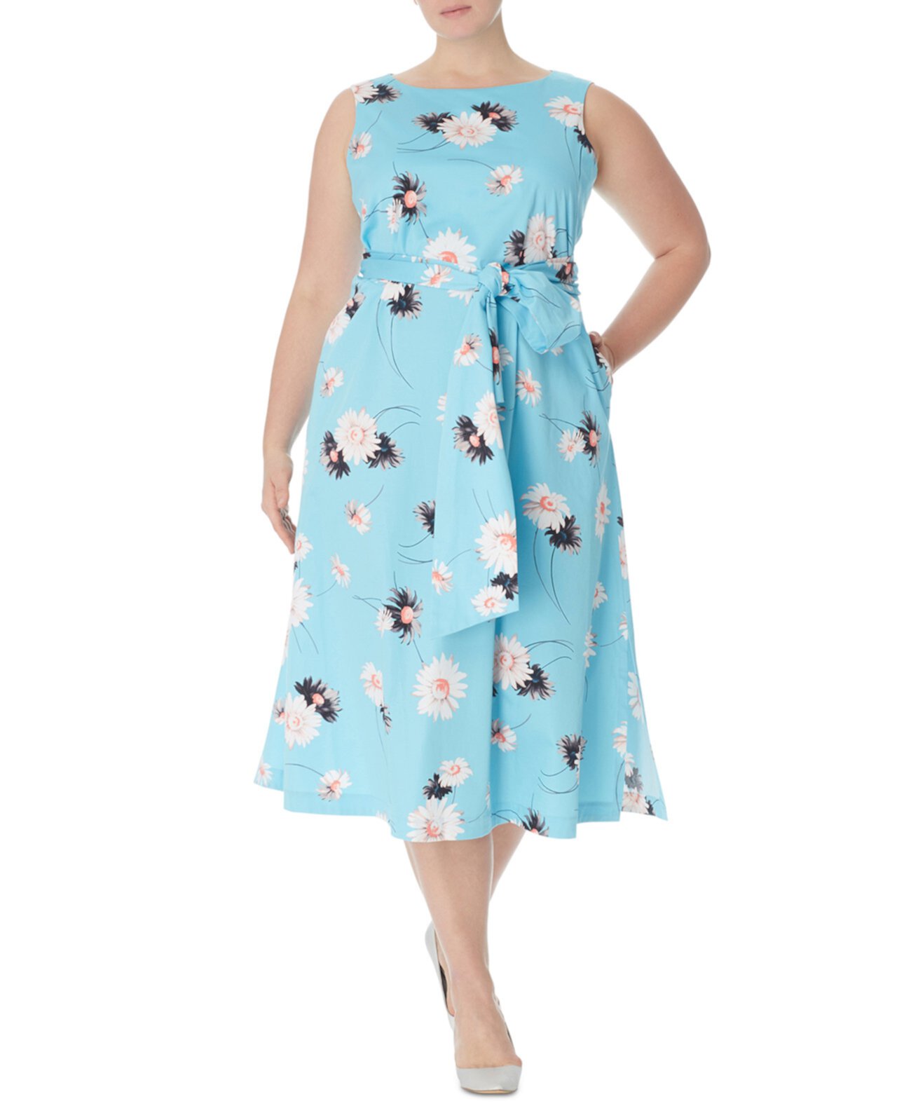 Платье миди большого размера с цветочным принтом Anne Klein