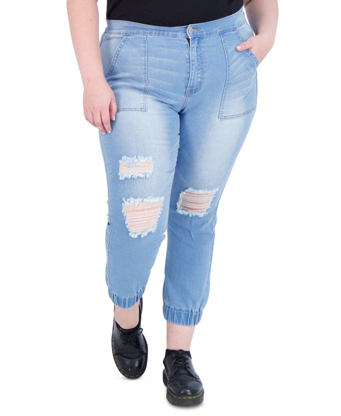 Модные джинсовые джоггеры больших размеров с потертостями Gogo Jeans