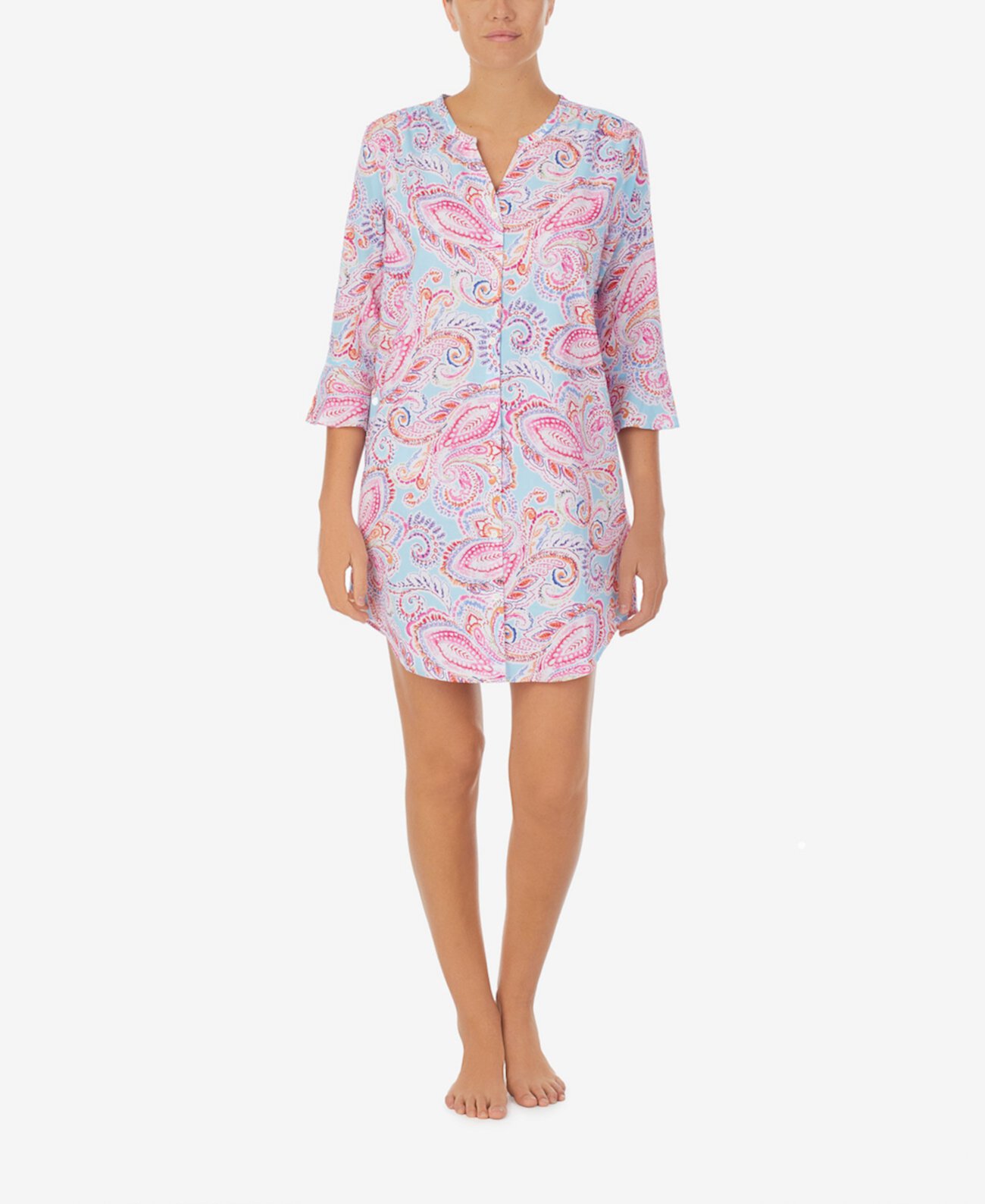Женская рубашка для сна с пуговицами спереди и мягкими рукавами с рюшами Ralph Lauren
