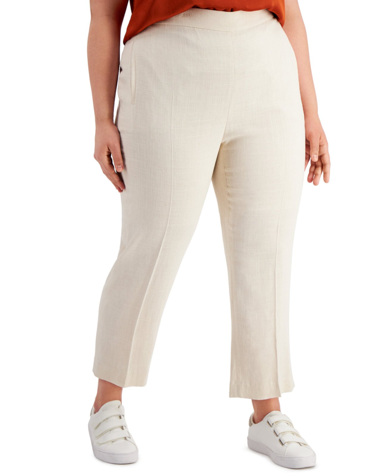 Льняные брюки без застежки большого размера с высокой талией, созданные для Macy's Bar III