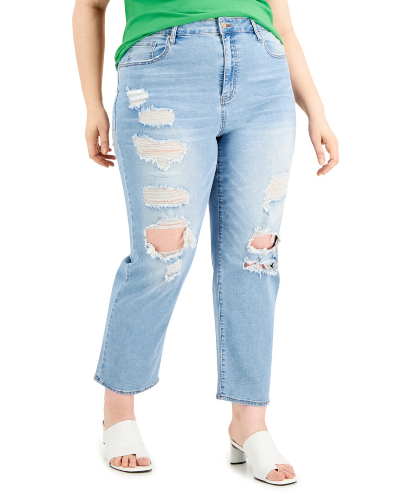 Модные рваные прямые джинсы больших размеров Lorena с прямыми штанинами Dollhouse
