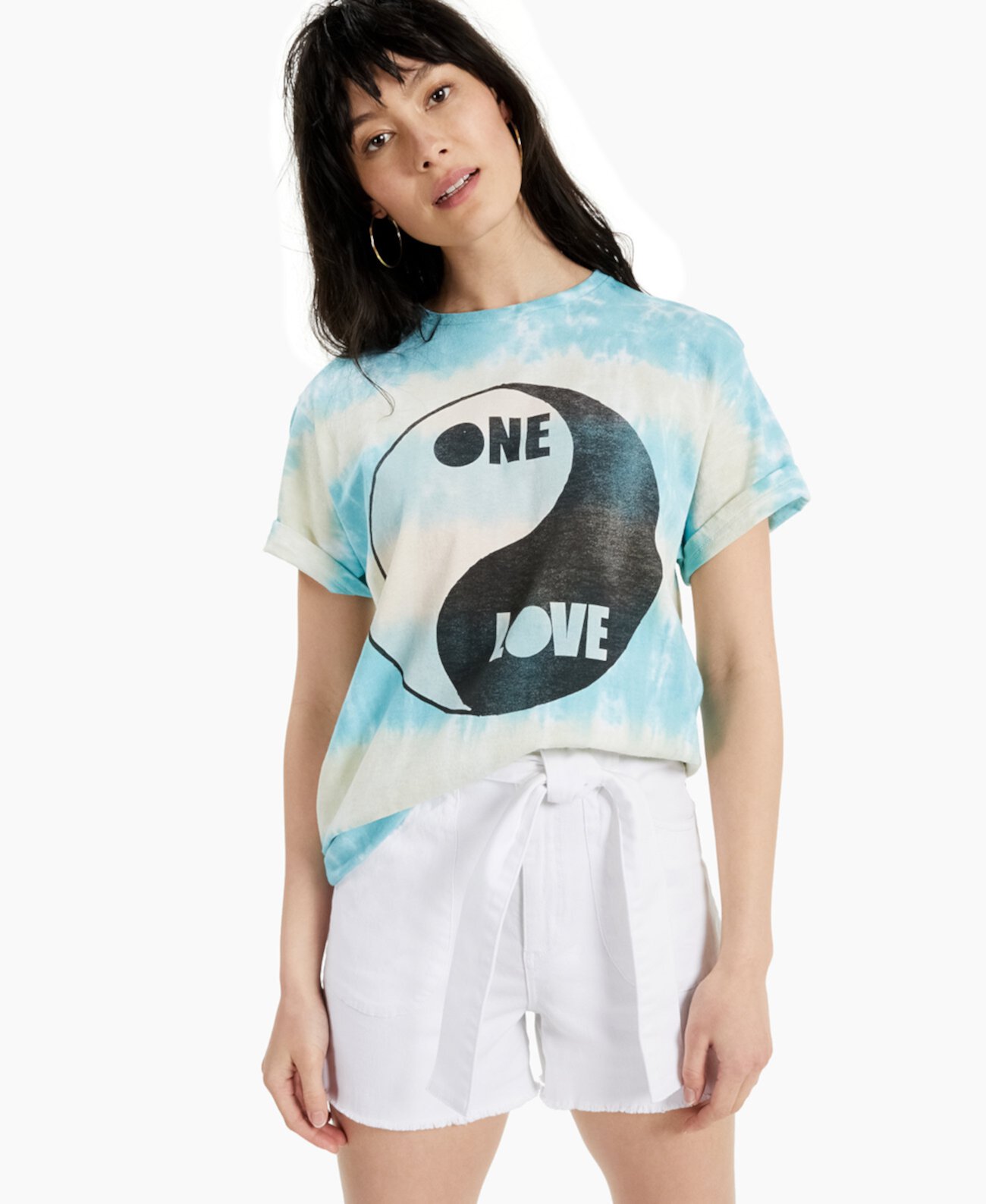 Женская футболка One Love с рисунком из хлопка с принтом галстука Junk Food