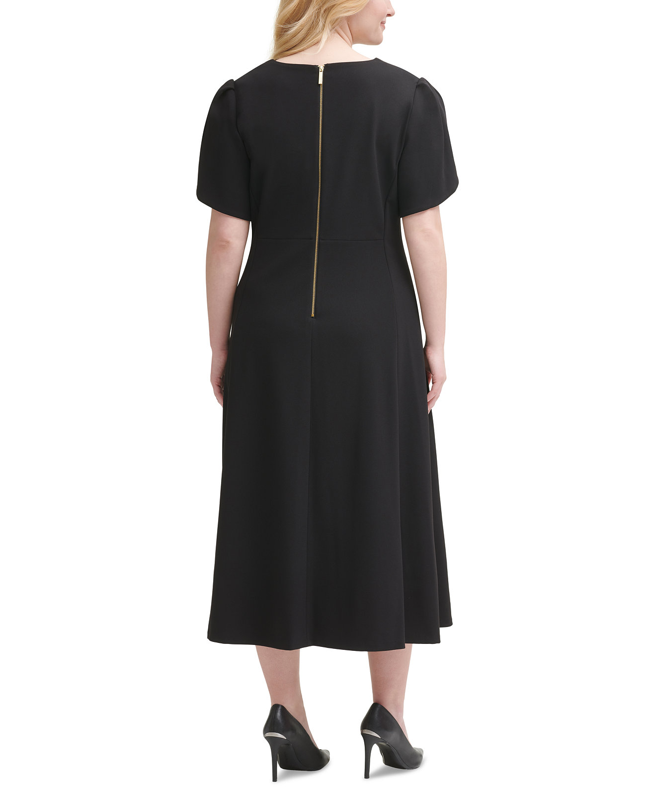Платье миди больших размеров с рукавами тюльпан Calvin Klein