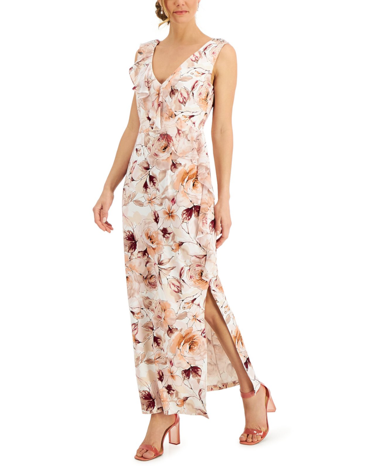 Макси-платье с цветочным принтом и оборками Connected
