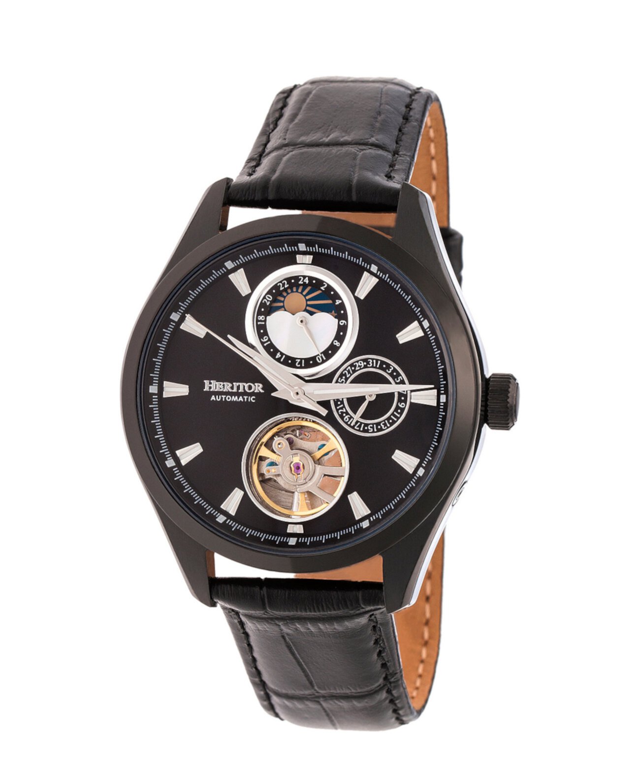 Автоматические часы Sebastian Black Leather 40mm Heritor