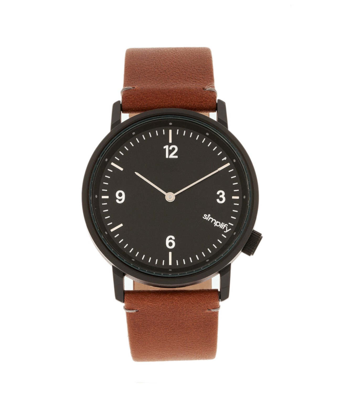 Quartz 5500 черный циферблат, часы из натуральной коричневой кожи 41 мм Simplify