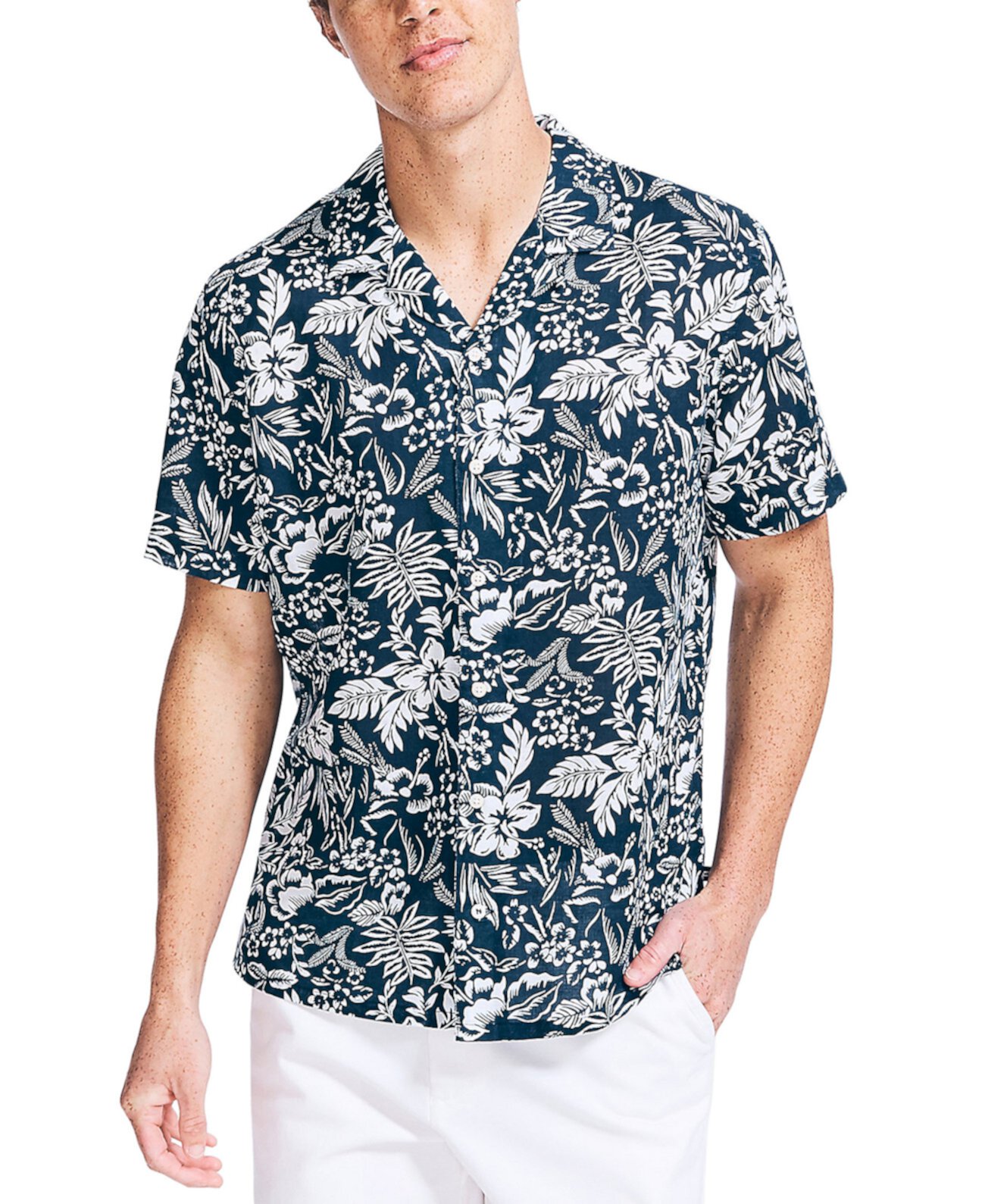 Мужская походная рубашка классического кроя с тропическим принтом для больших и высоких мужчин Nautica