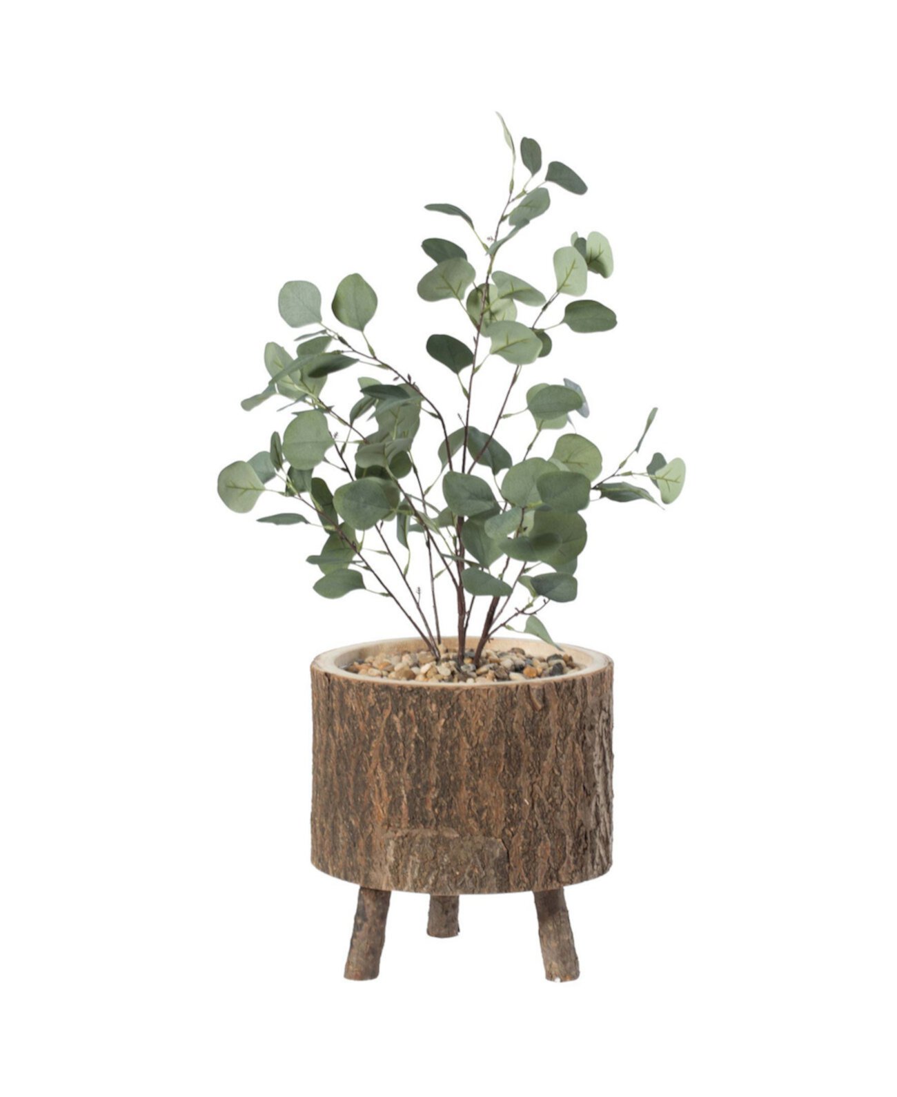 Wooden Stump Tree Log with Bark Planter Pot Vintiquewise