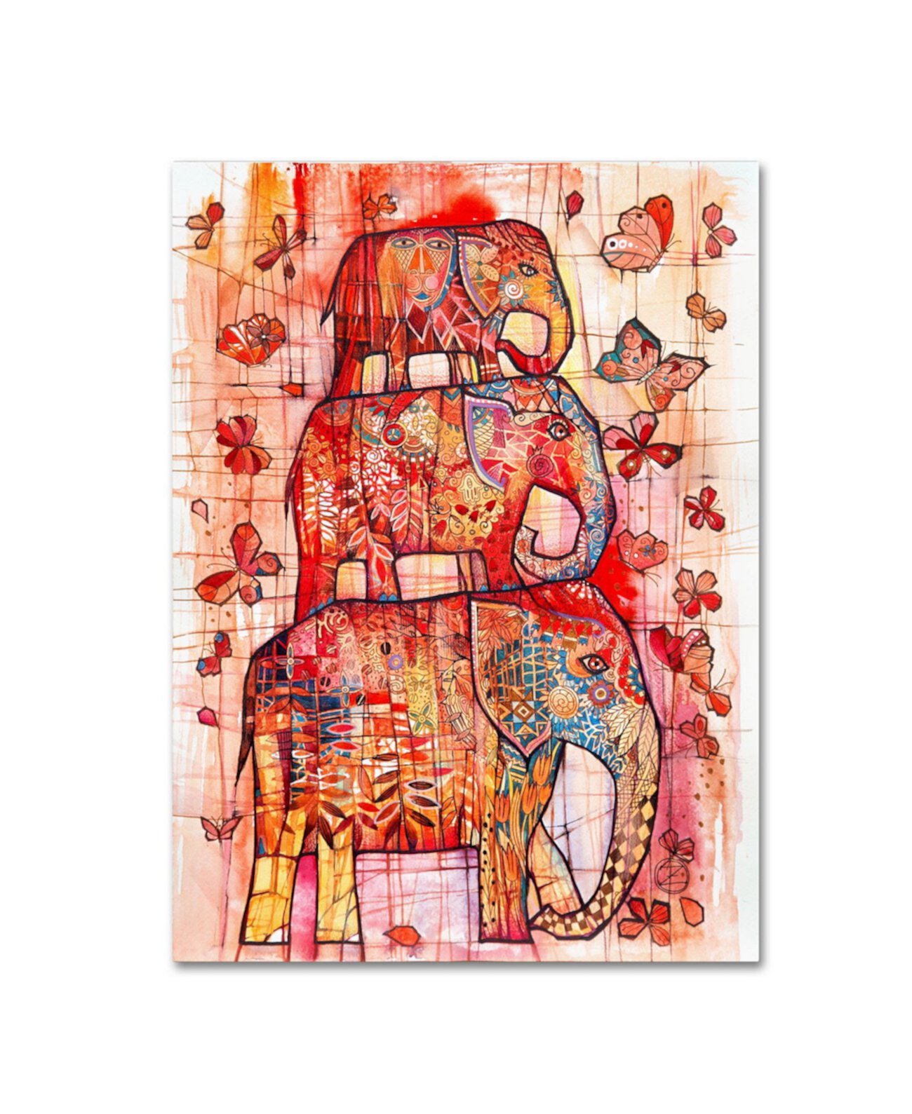 Оксана Зиака Картина на холсте "Три слона" - 24 "x 18" x 2 " Trademark Innovations