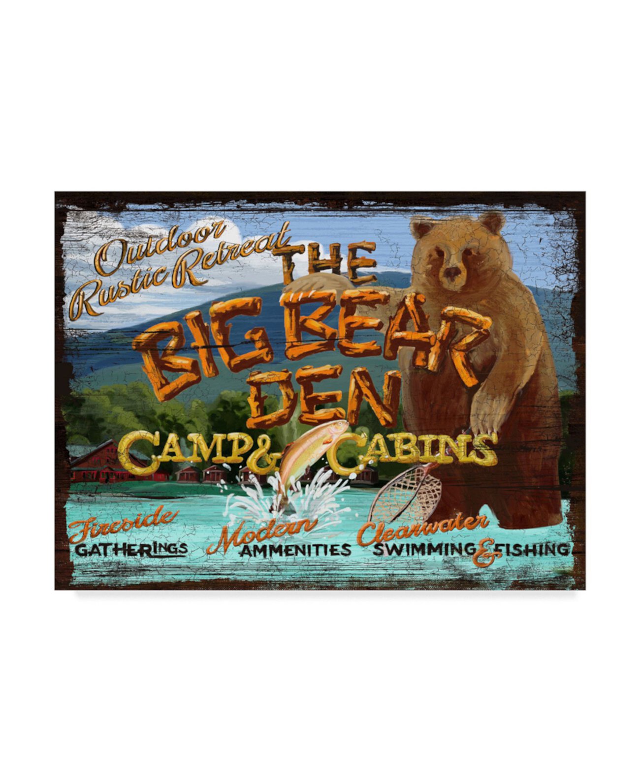 Картина на холсте старого красного грузовика "Big Bear Den" - 24 "x 18" x 2 " Trademark Innovations