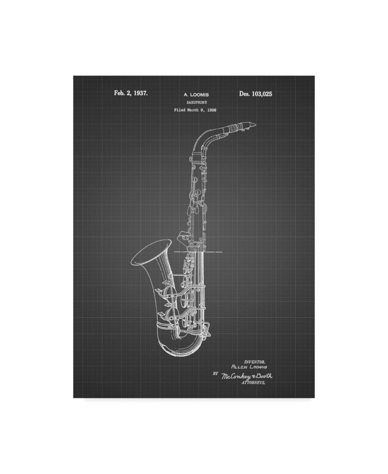 Картина на холсте "Conn A Melody Saxophone" Коула Бордерса - 32 "x 24" x 2 " Trademark Innovations