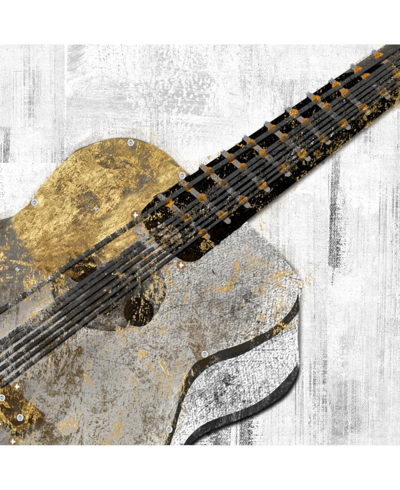 Мультимедийная картина с изображением акустической гитары, настенная живопись, смешанная техника, 24 "x 24" Classy Art