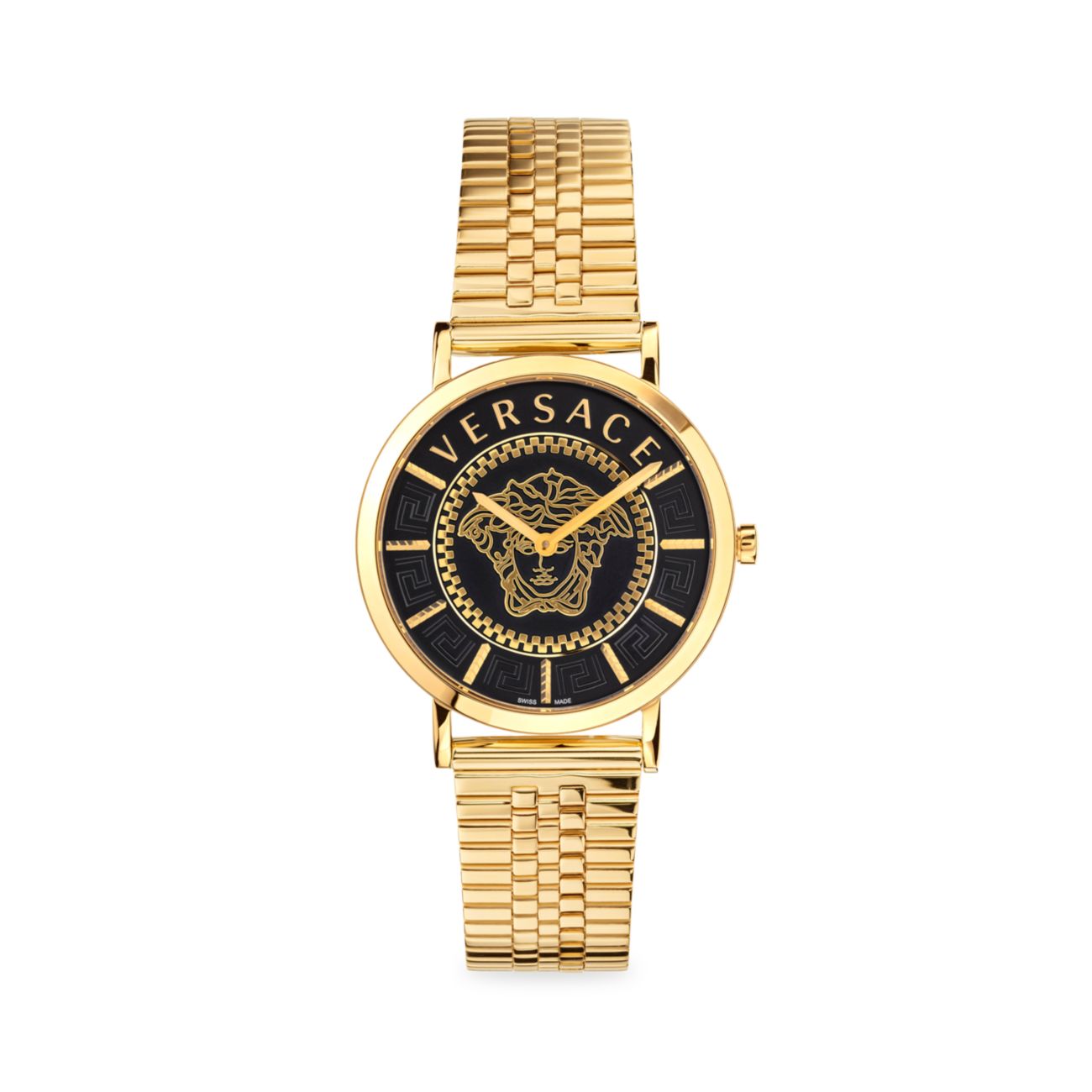 Часы V Essential из нержавеющей стали с золотым браслетом Versace
