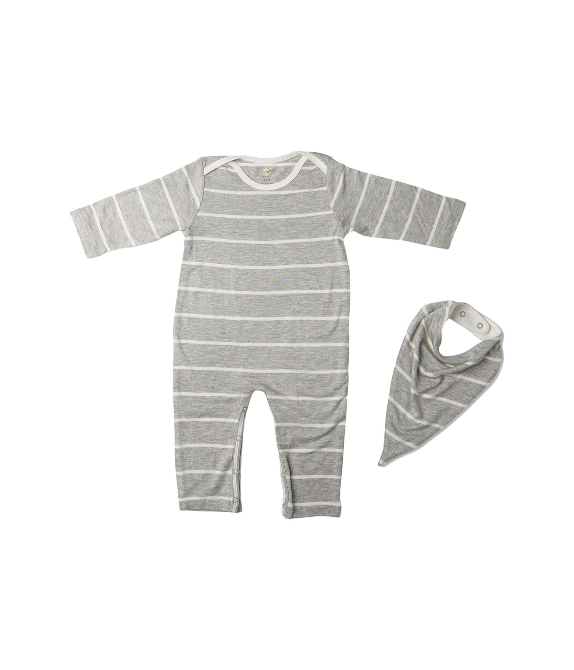 Romper & Bib Two-Piece Set (Infant) Everly Grey