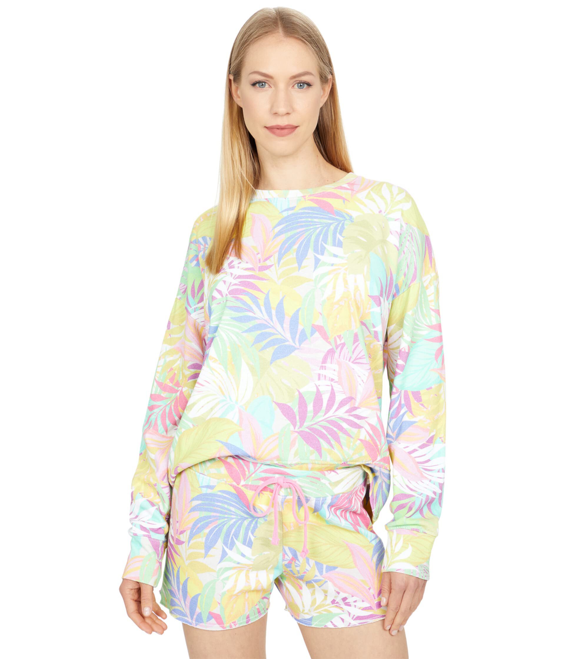 Tropical Oversize Pull Over French Terry Sweatshirt Sundry