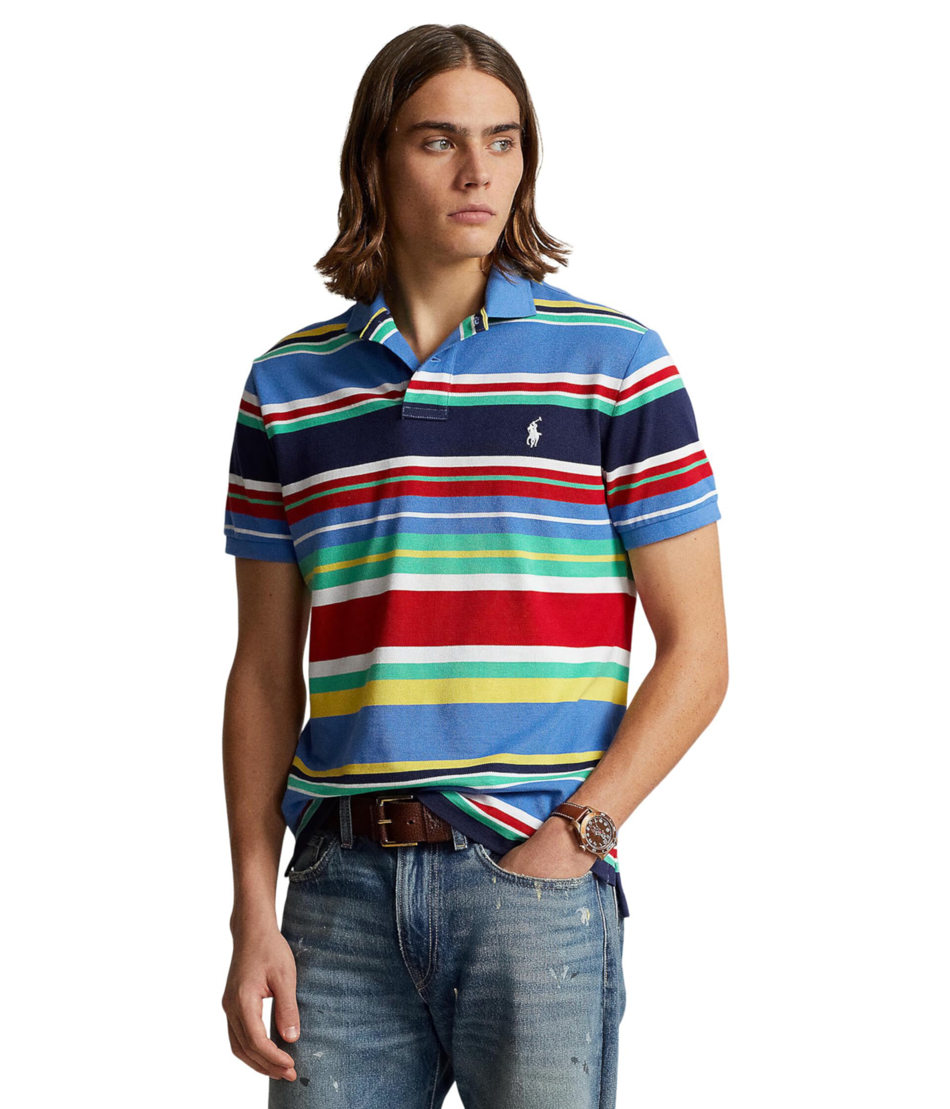 Классическая рубашка-поло в полоску в сеточку Polo Ralph Lauren