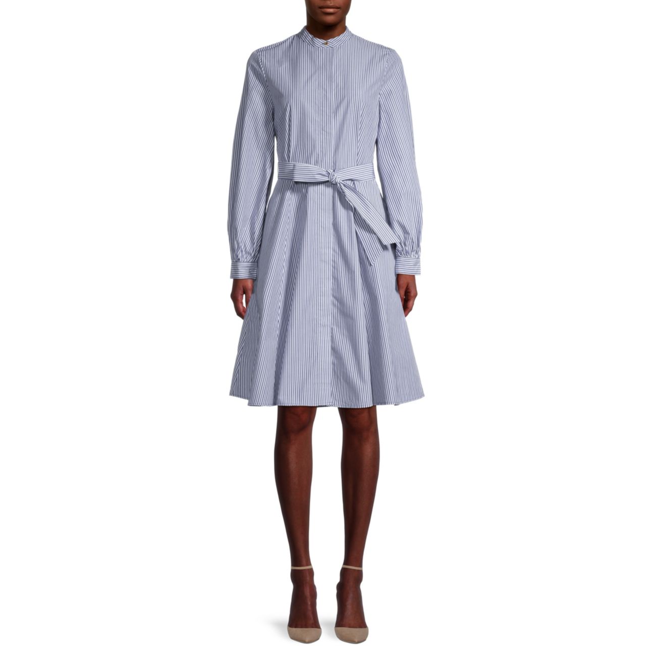Платье в полоску с воротником-стойкой Calvin Klein