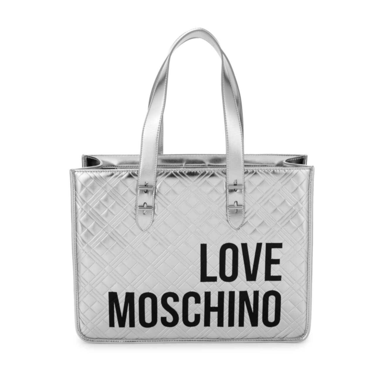 Металлическая стеганая сумка-тоут с логотипом LOVE Moschino