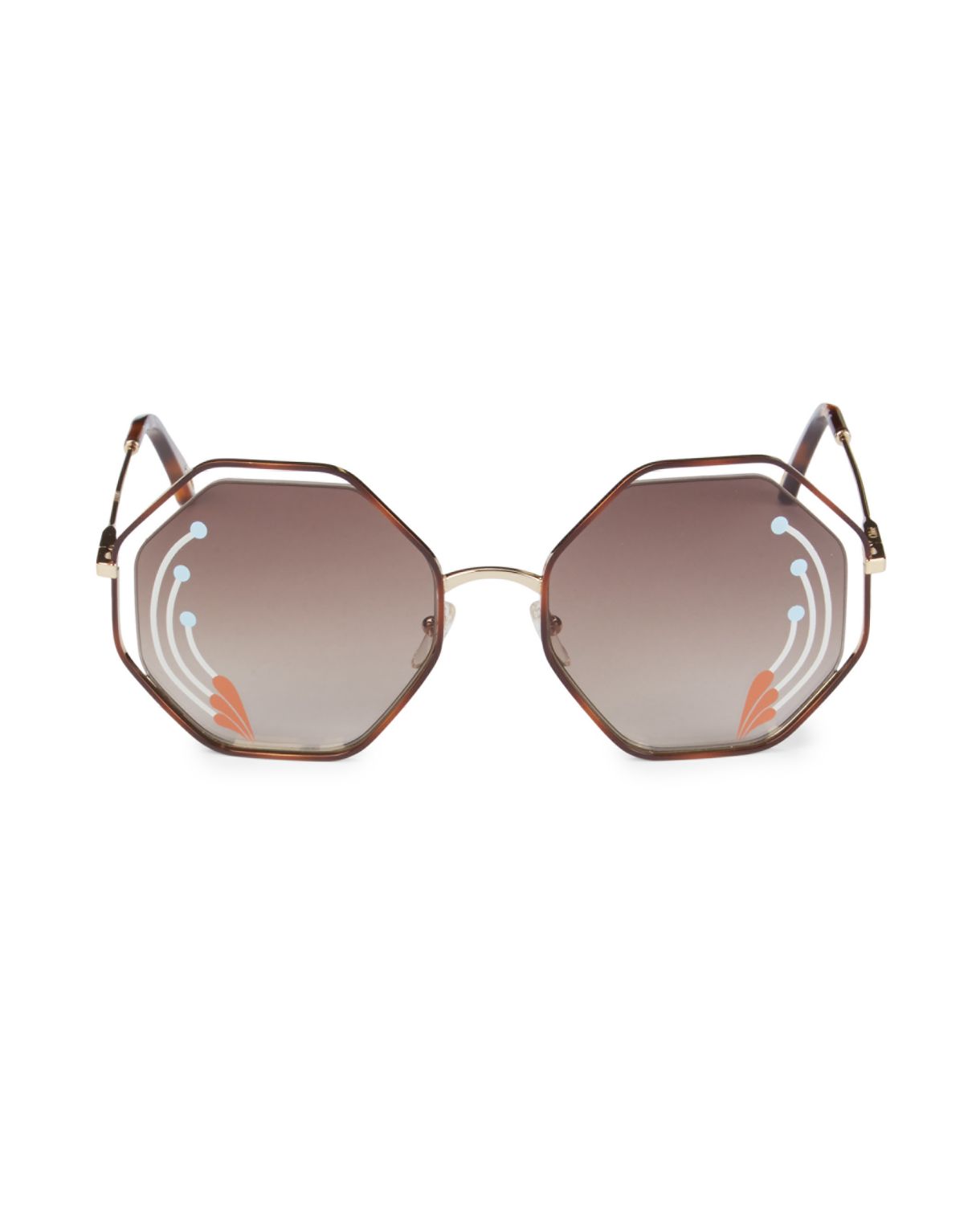 Солнцезащитные очки Havana 58MM с шестигранной оправой Chloe
