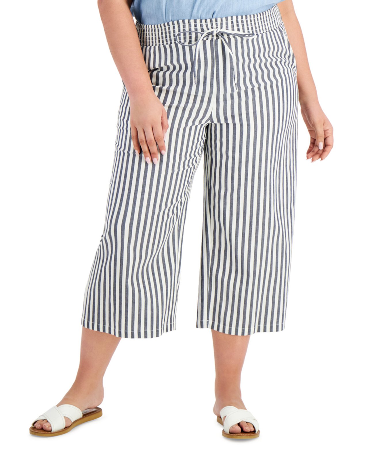 Plus Size Striped Pull-On Pants, Created for Macy's Style & Co