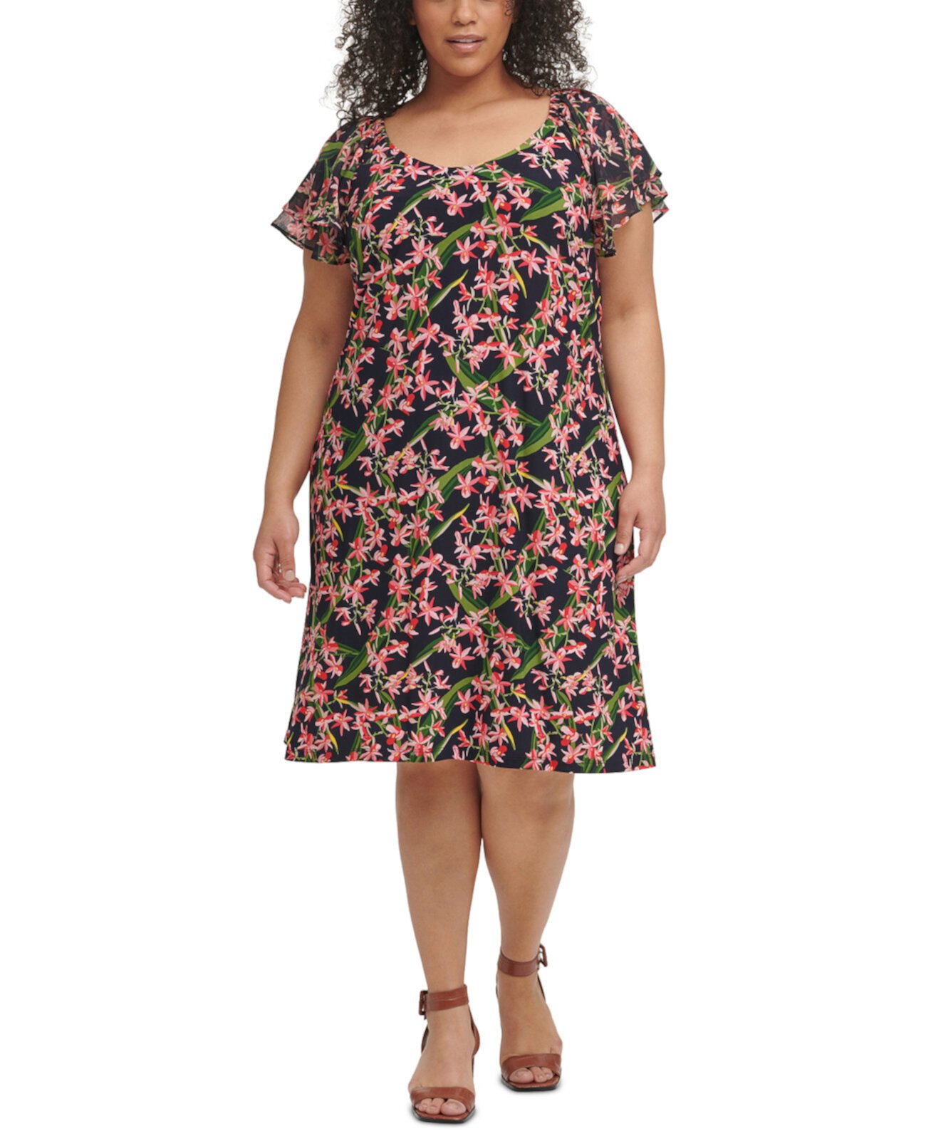 Платье прямого кроя большого размера с цветочным принтом Tommy Hilfiger