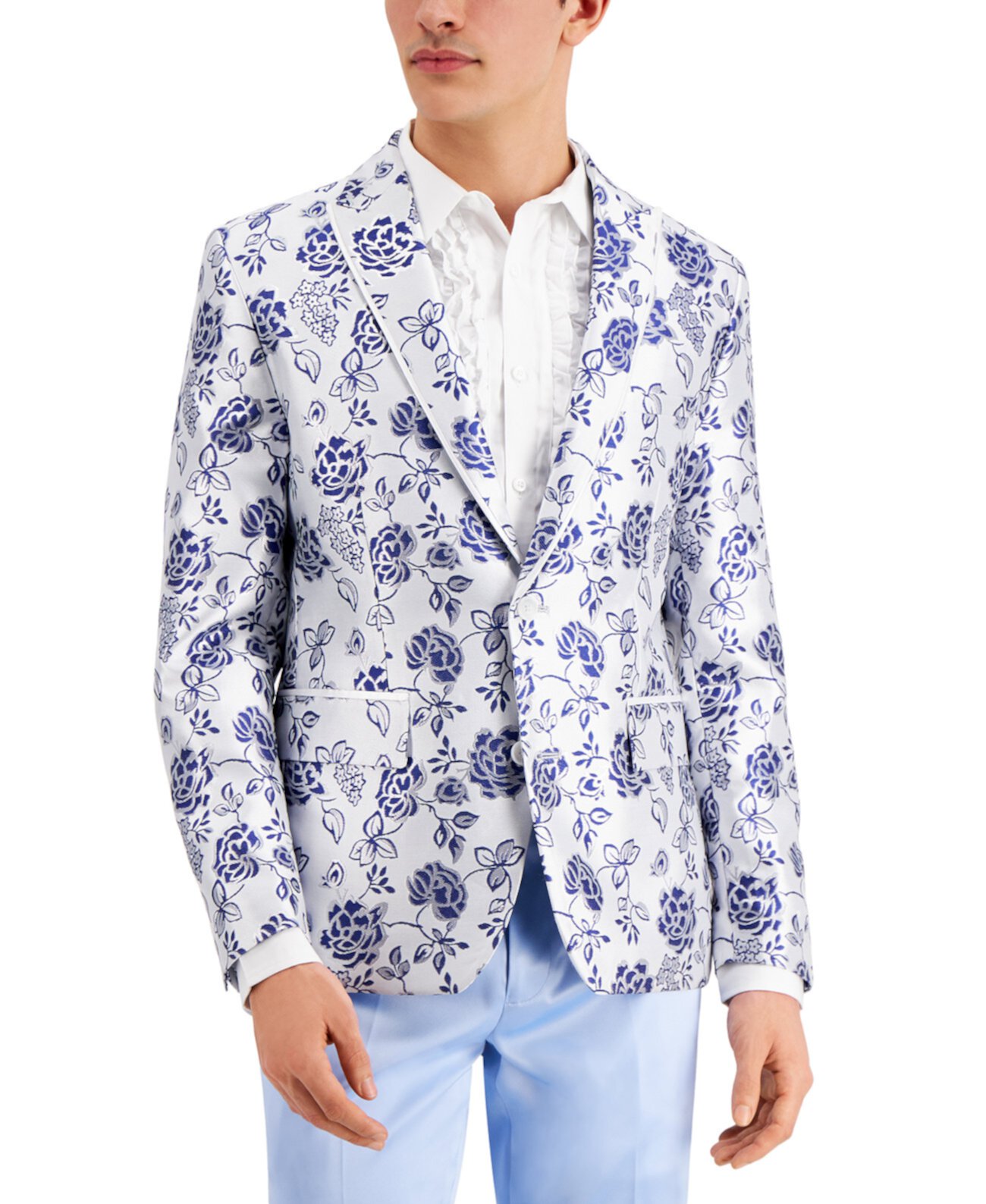Мужской приталенный пиджак из парчи с цветочным рисунком цвета металлик, созданный для Macy's INC International Concepts