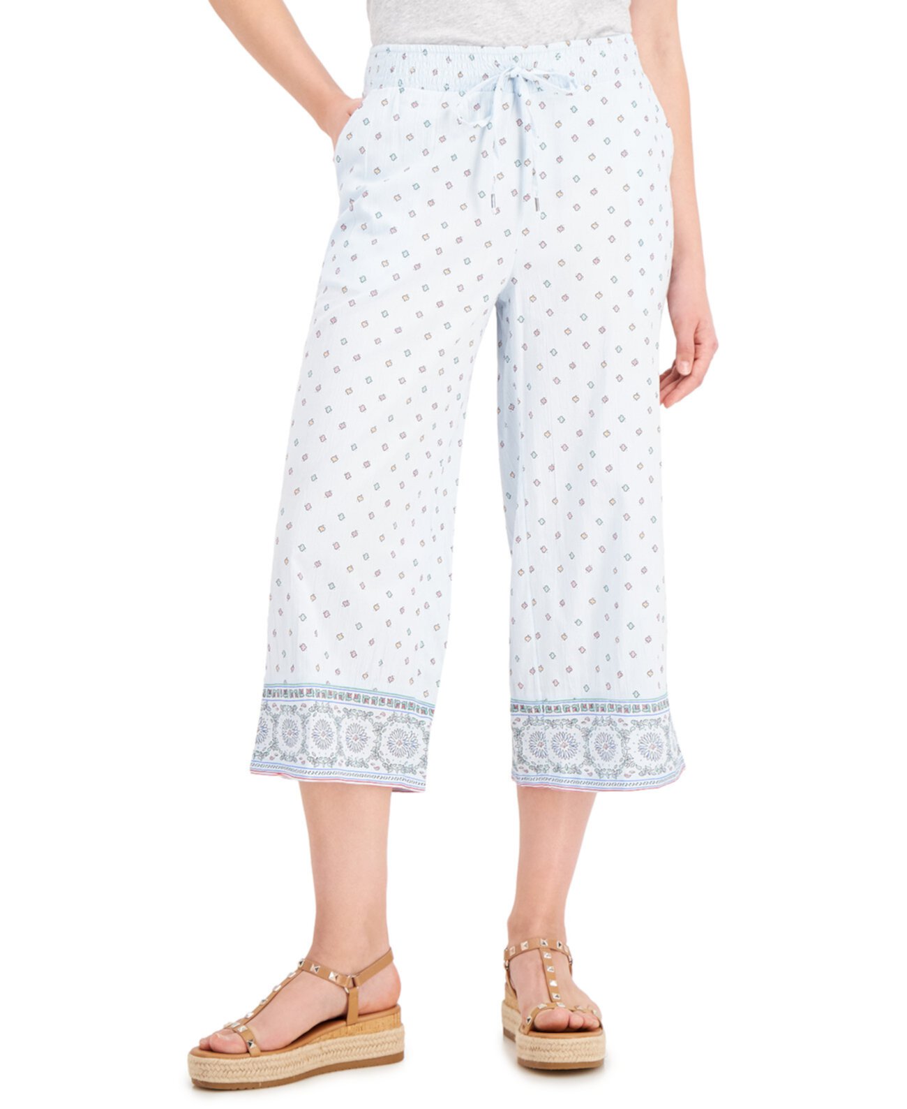 Printed Pull-On Wide-Leg Pants, Created for Macy's Style & Co
