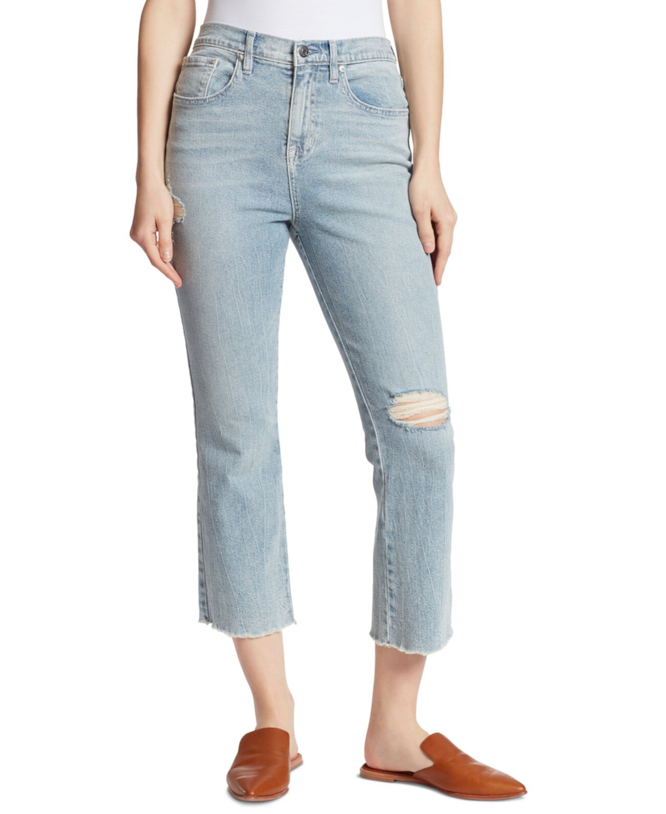 Укороченные расклешенные джинсы с высокой талией Ella Moss