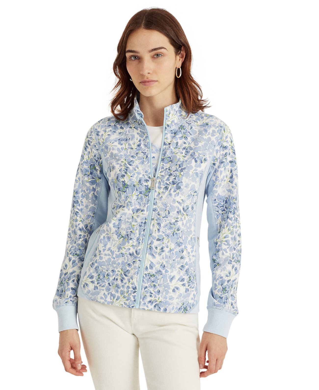 Куртка-френч терри с цветочным рисунком во всю длину на молнии Ralph Lauren