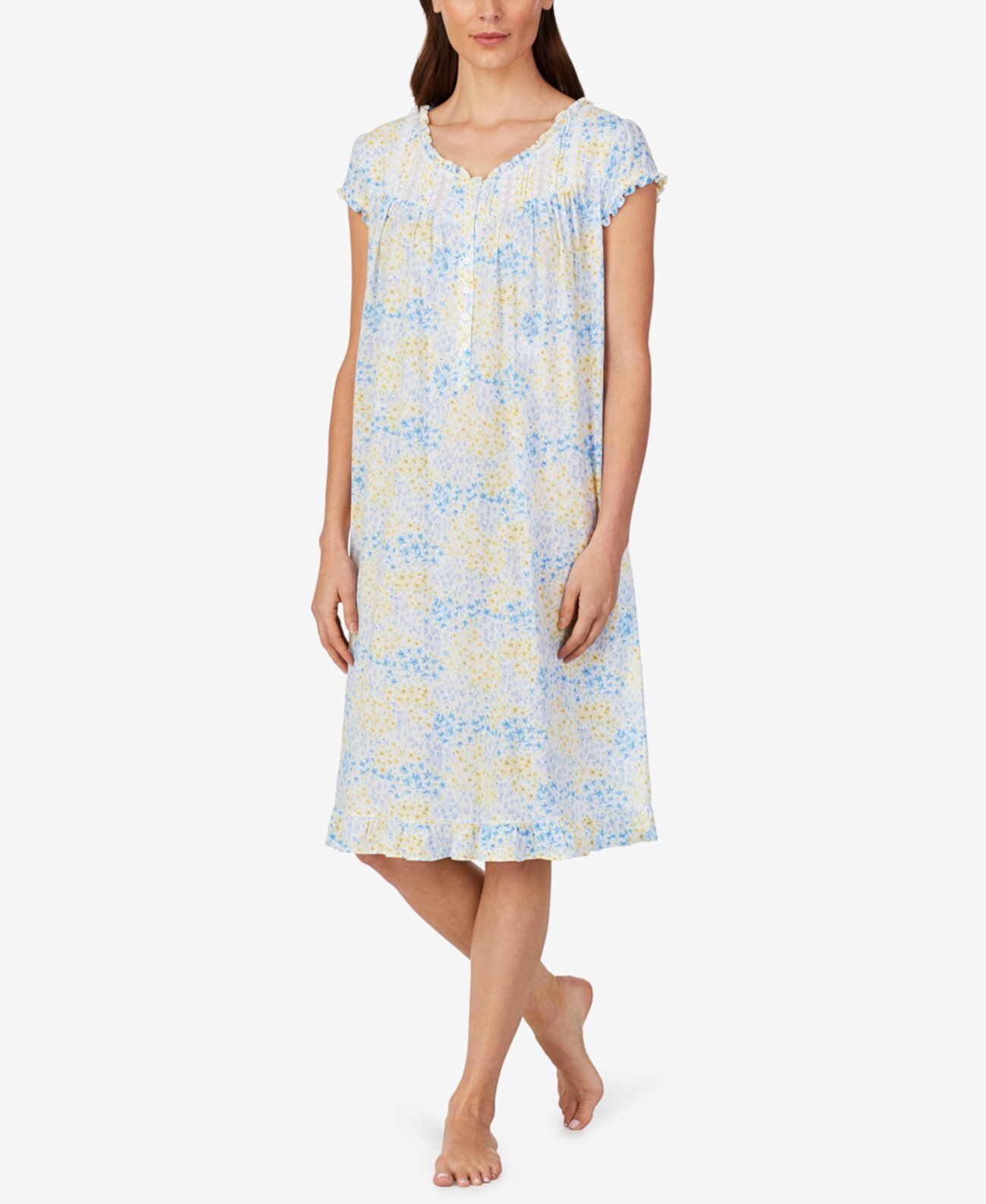 Ночная рубашка вальс с оборками и цветочным принтом Eileen West