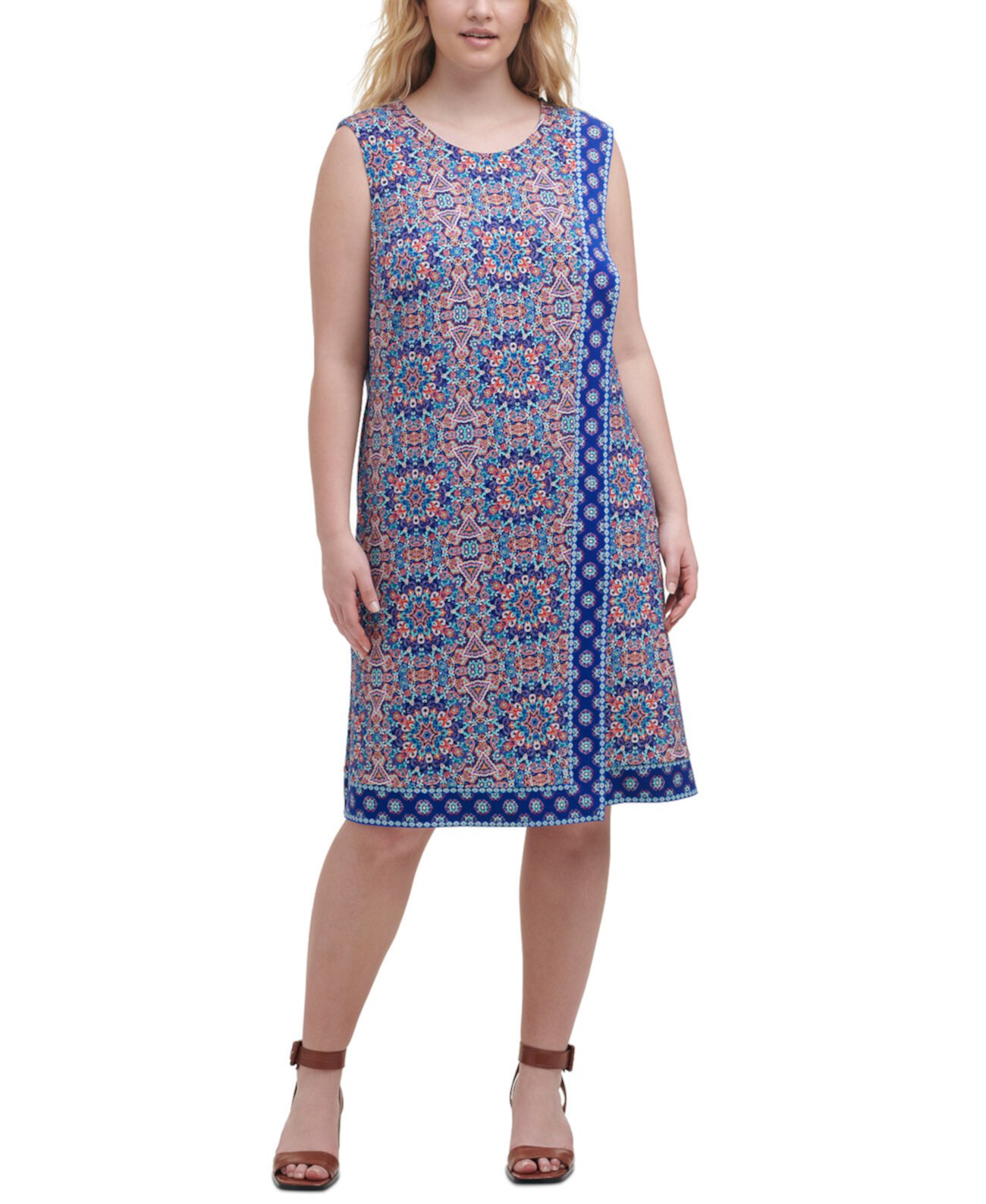 Платье-футляр с мозаичным принтом больших размеров Calvin Klein