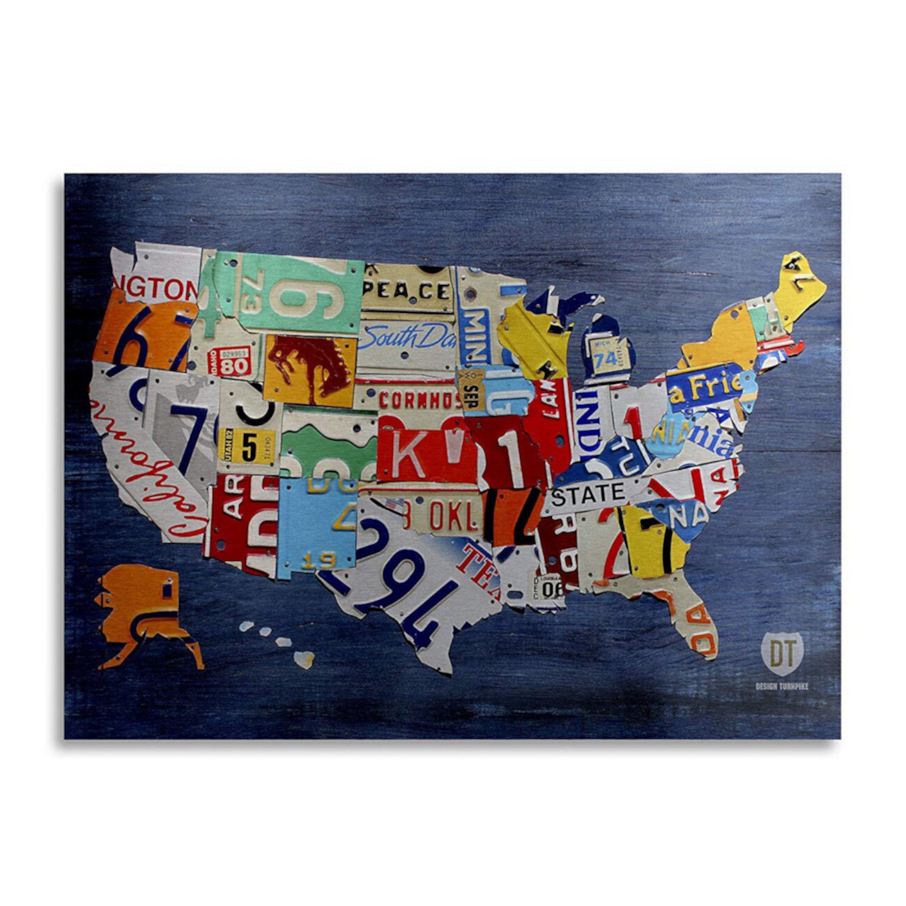 Платформа Design Turnpike 'USA Map' Floating Brushed Aluminium Art - 16 "x 22" x 1 " Trademark Global