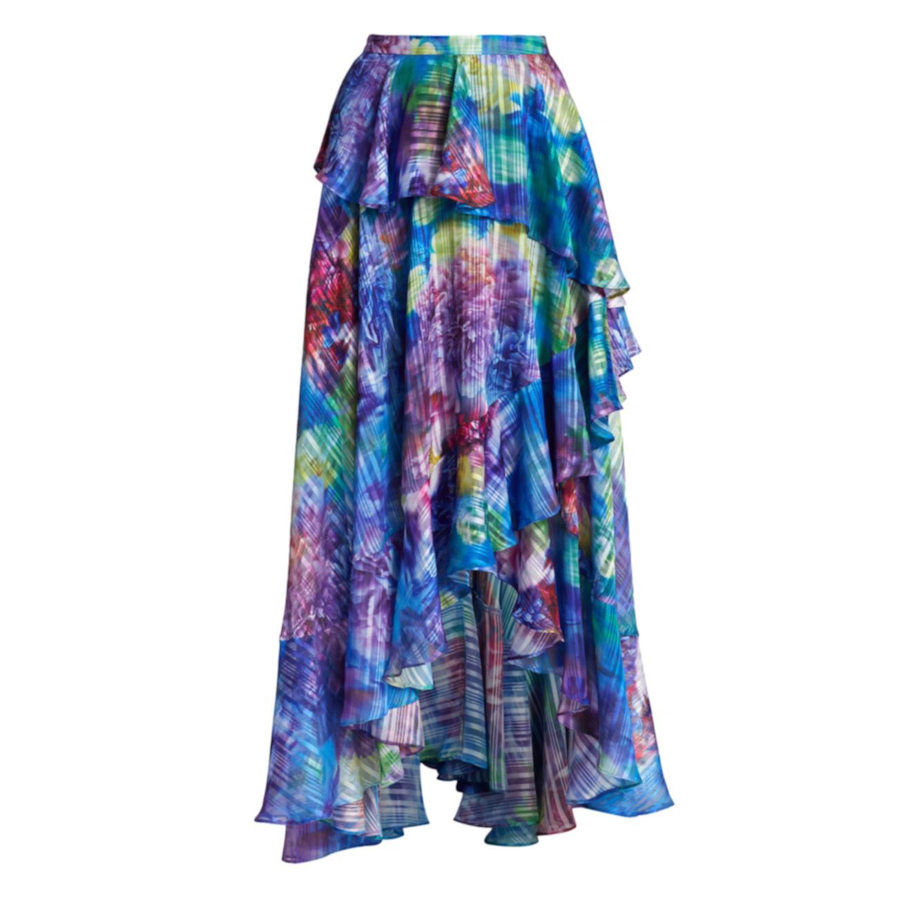 Асимметричная юбка в полоску с цветочным рисунком Marchesa Notte