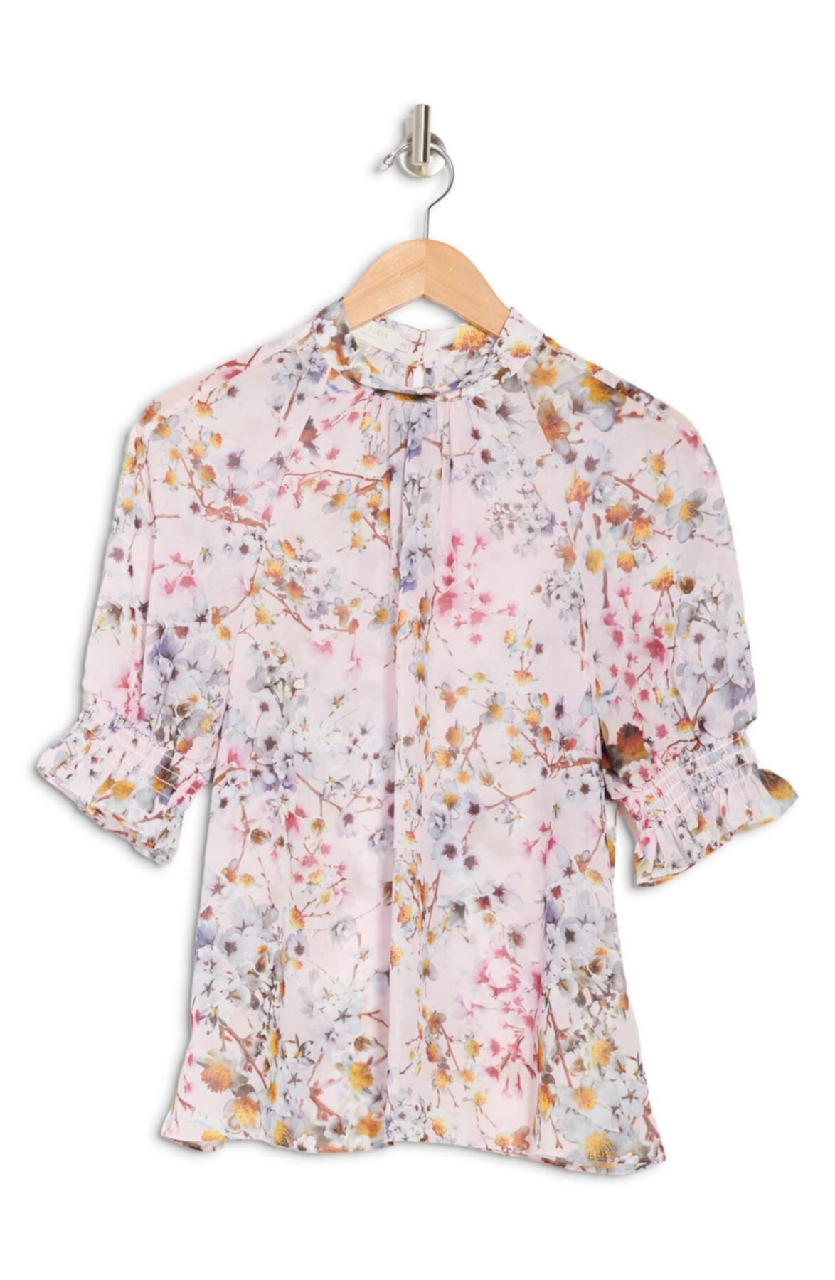 Купить Блузки Блуза с короткими рукавами и цветочным принтом Mock Neck ...