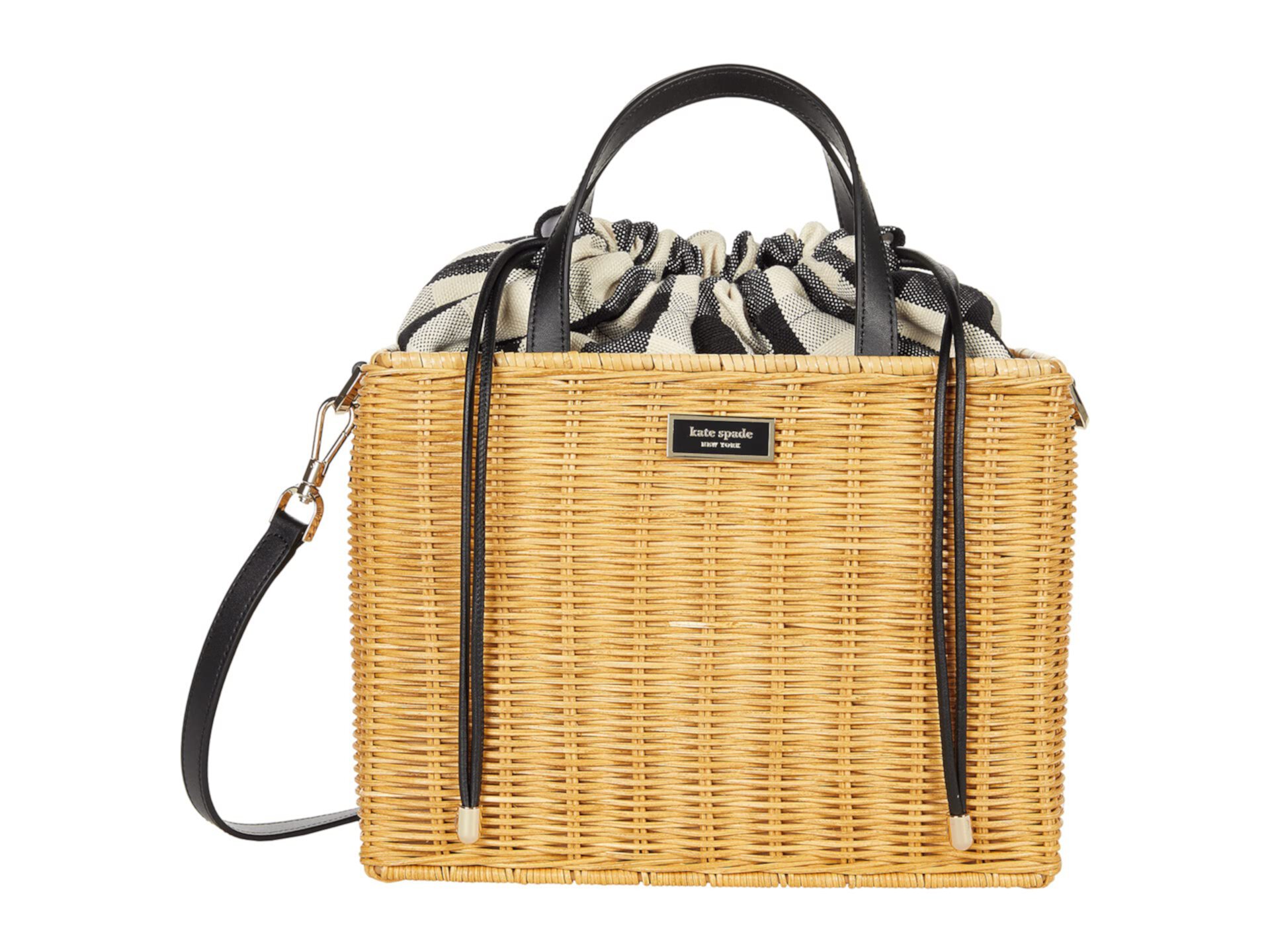 Плетеная сумка-портфель среднего размера Sam Gingham Kate Spade New York