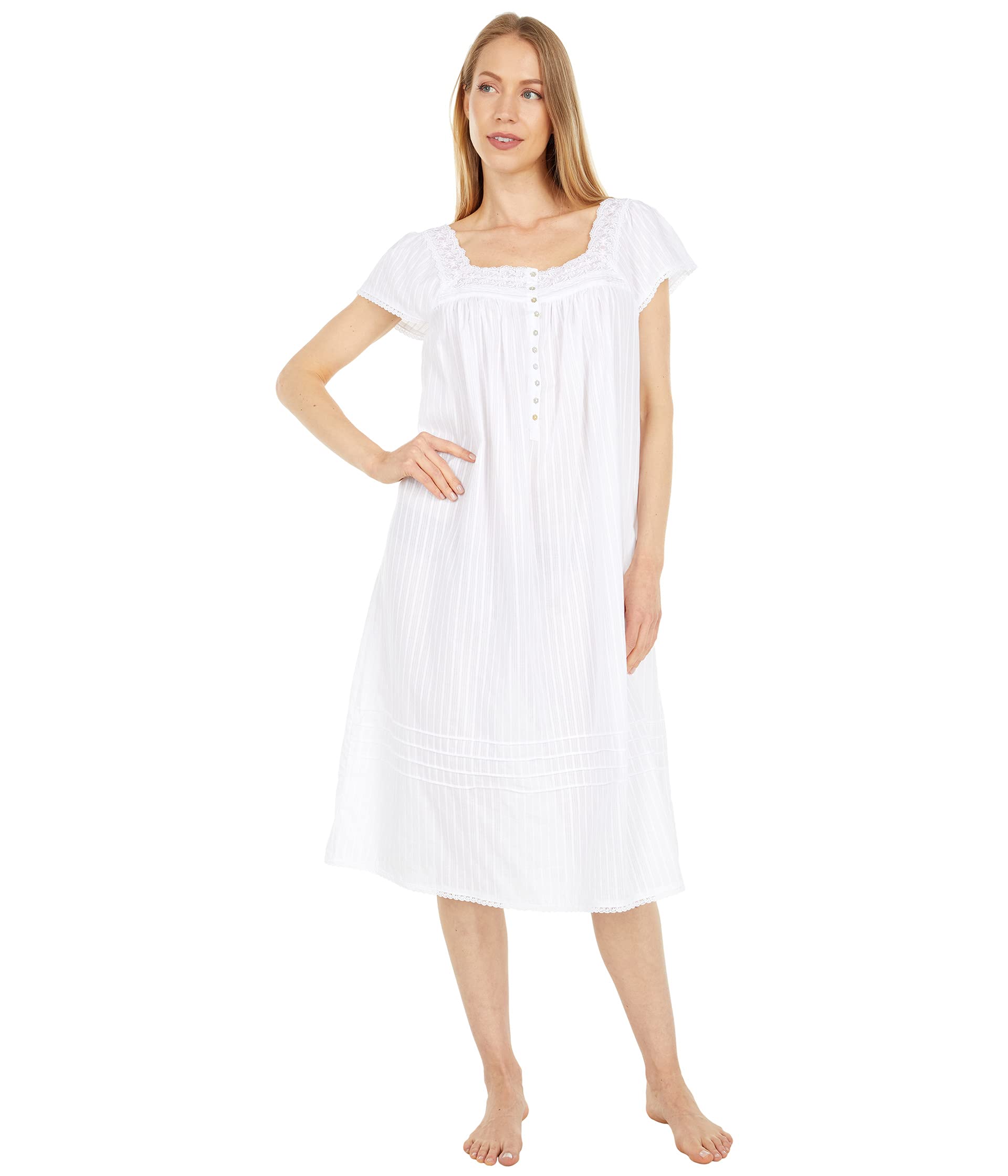 Короткое платье с короткими рукавами из хлопка в полоску добби с короткими рукавами Eileen West